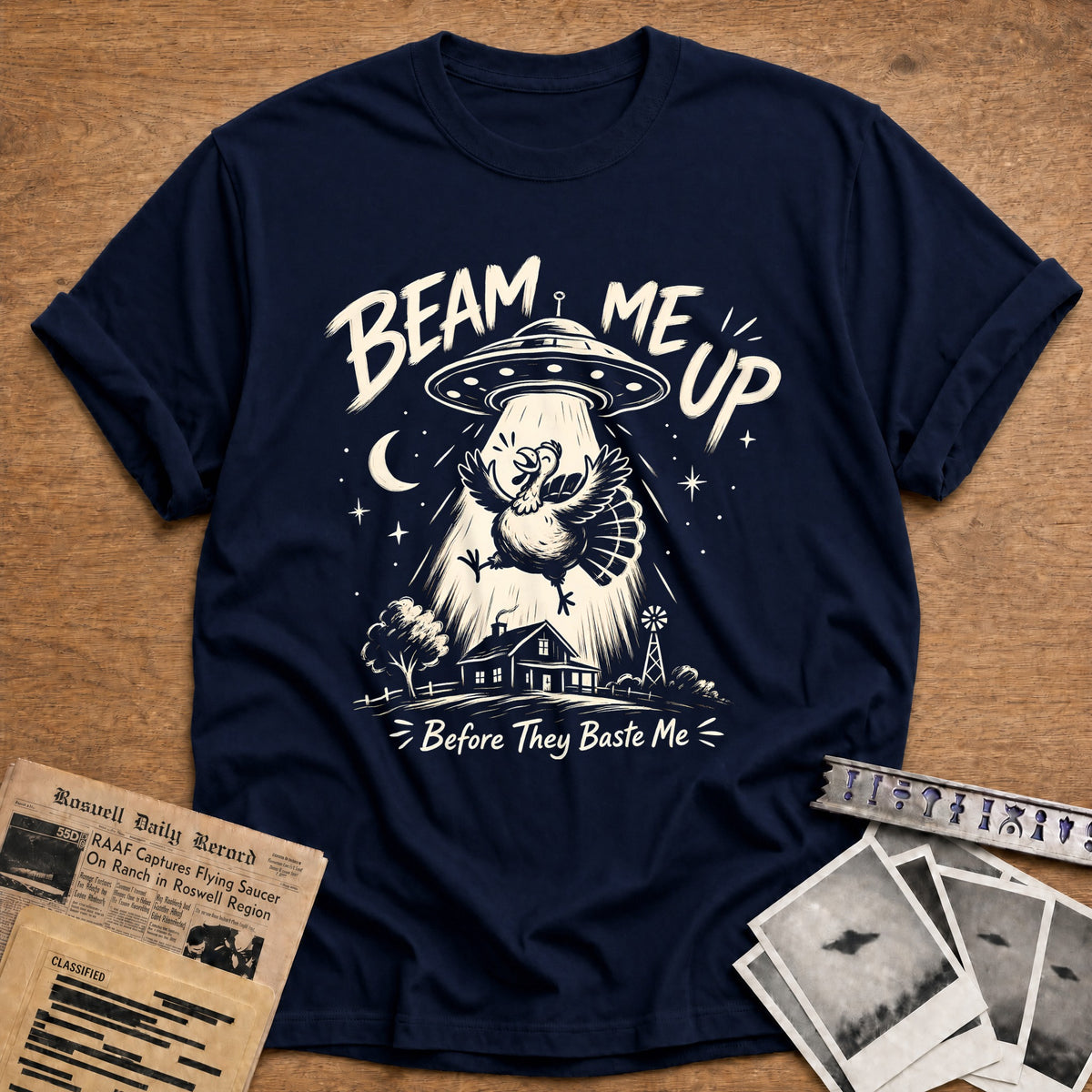 Beam Me Up Before They Baste Me 5 T-Shirt - Navy