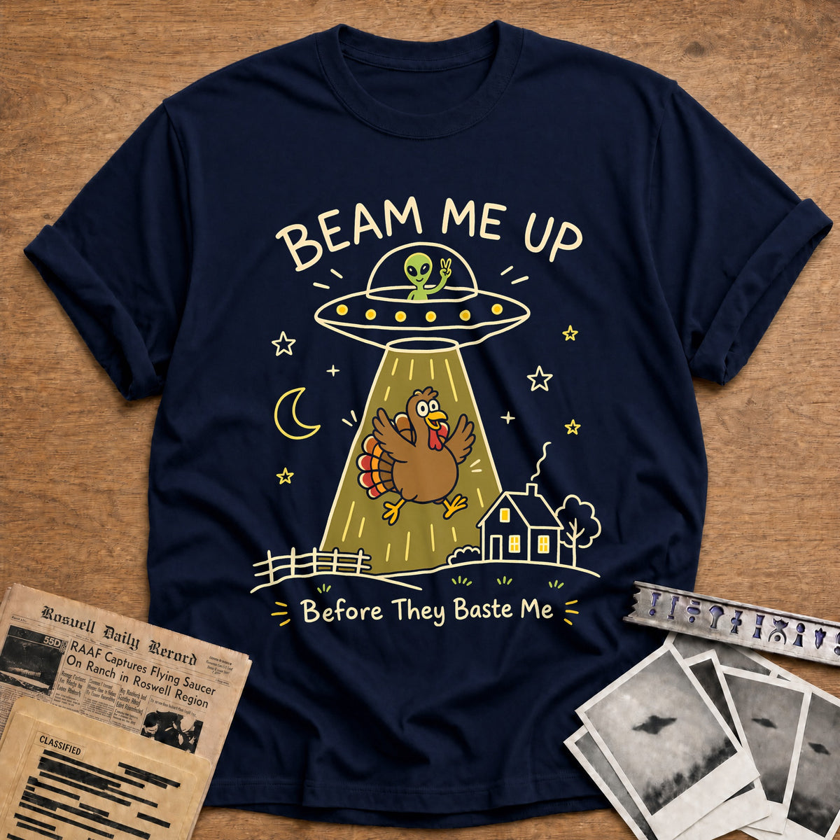 Beam Me Up Before They Baste Me 6 T-Shirt - Navy