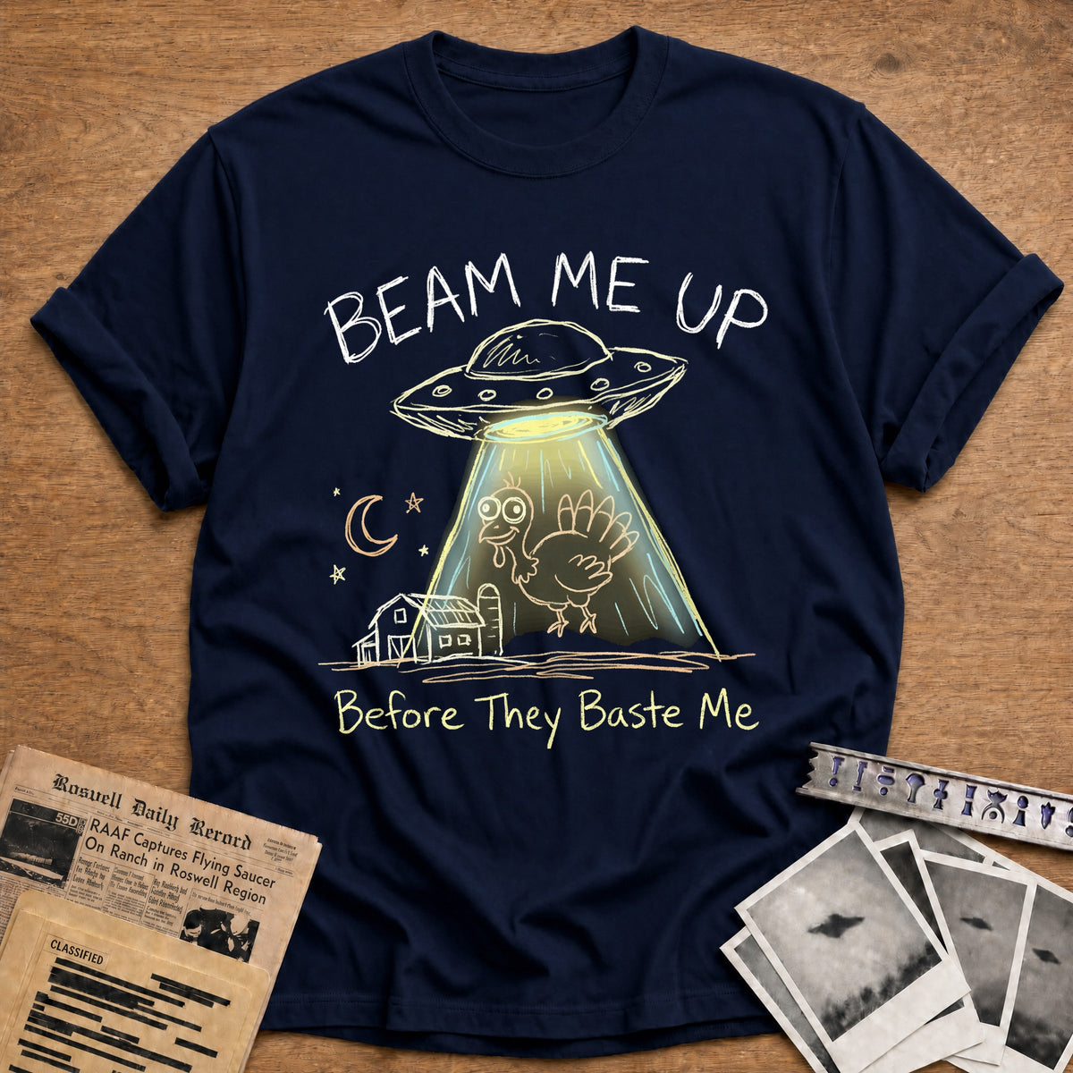 Beam Me Up Before They Baste Me 8 T-Shirt - Navy