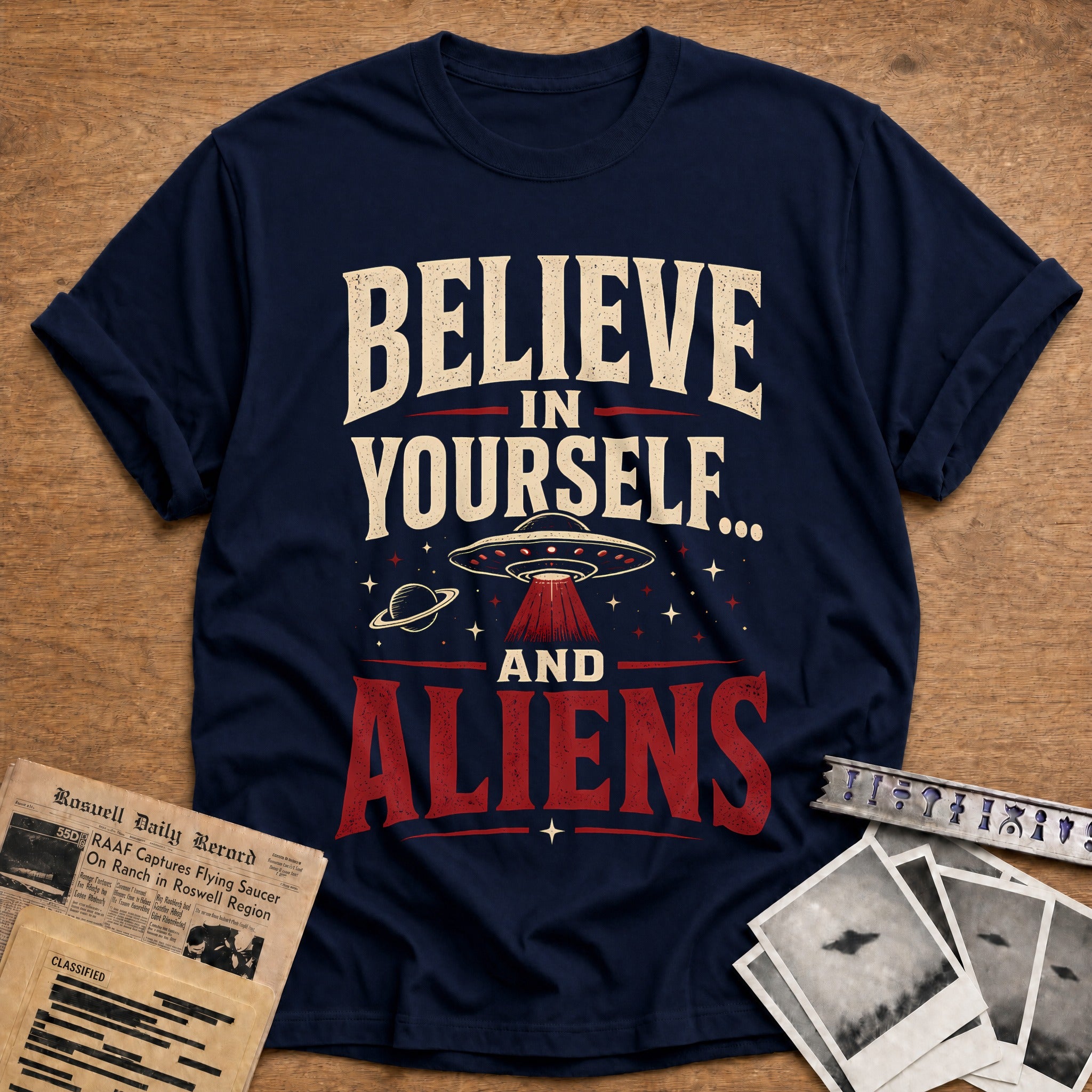 Believe In Yourself And Aliens 51 T-Shirt - Navy