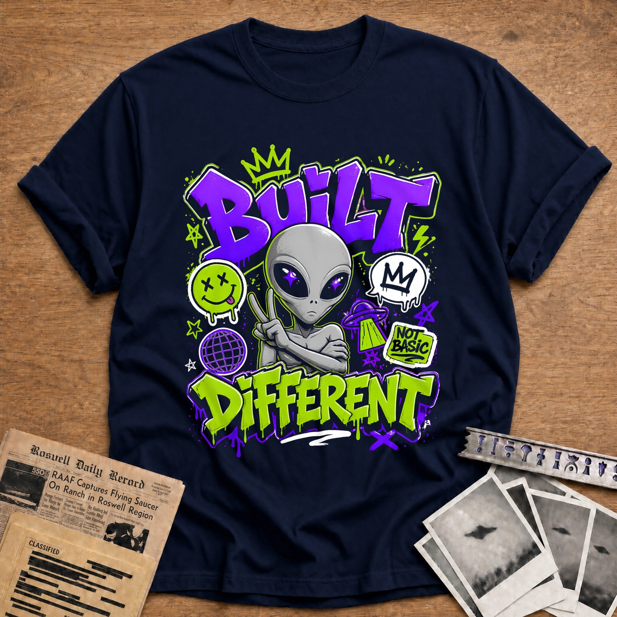 Built Different Alien 43 T-Shirt - Navy