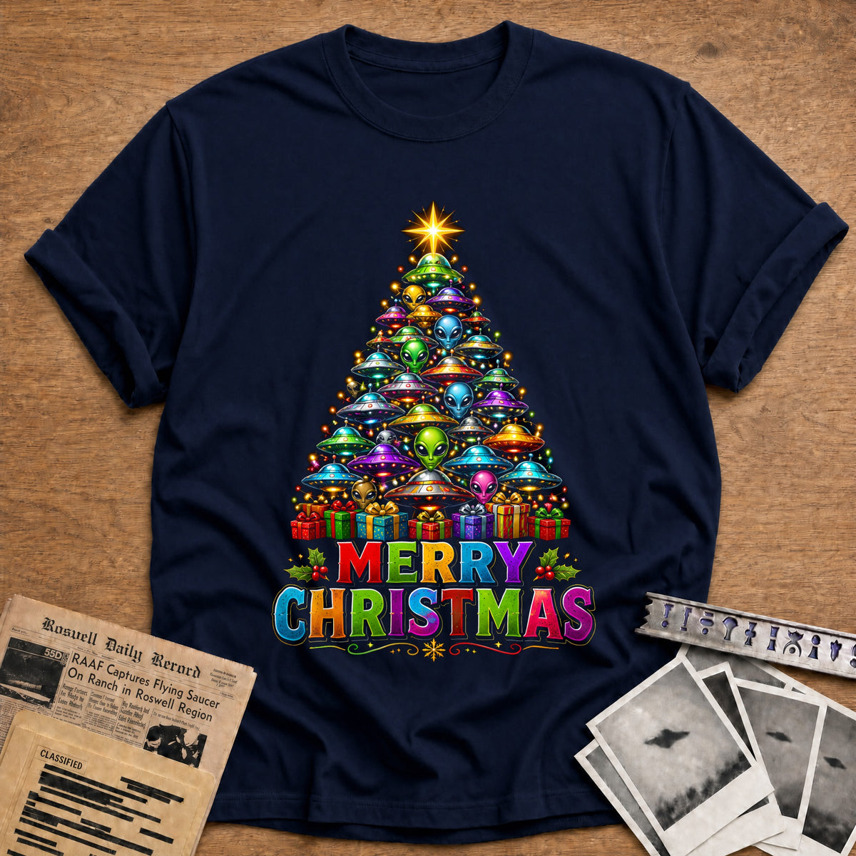 Colourful Ufo Tree 65 T-Shirt - Navy