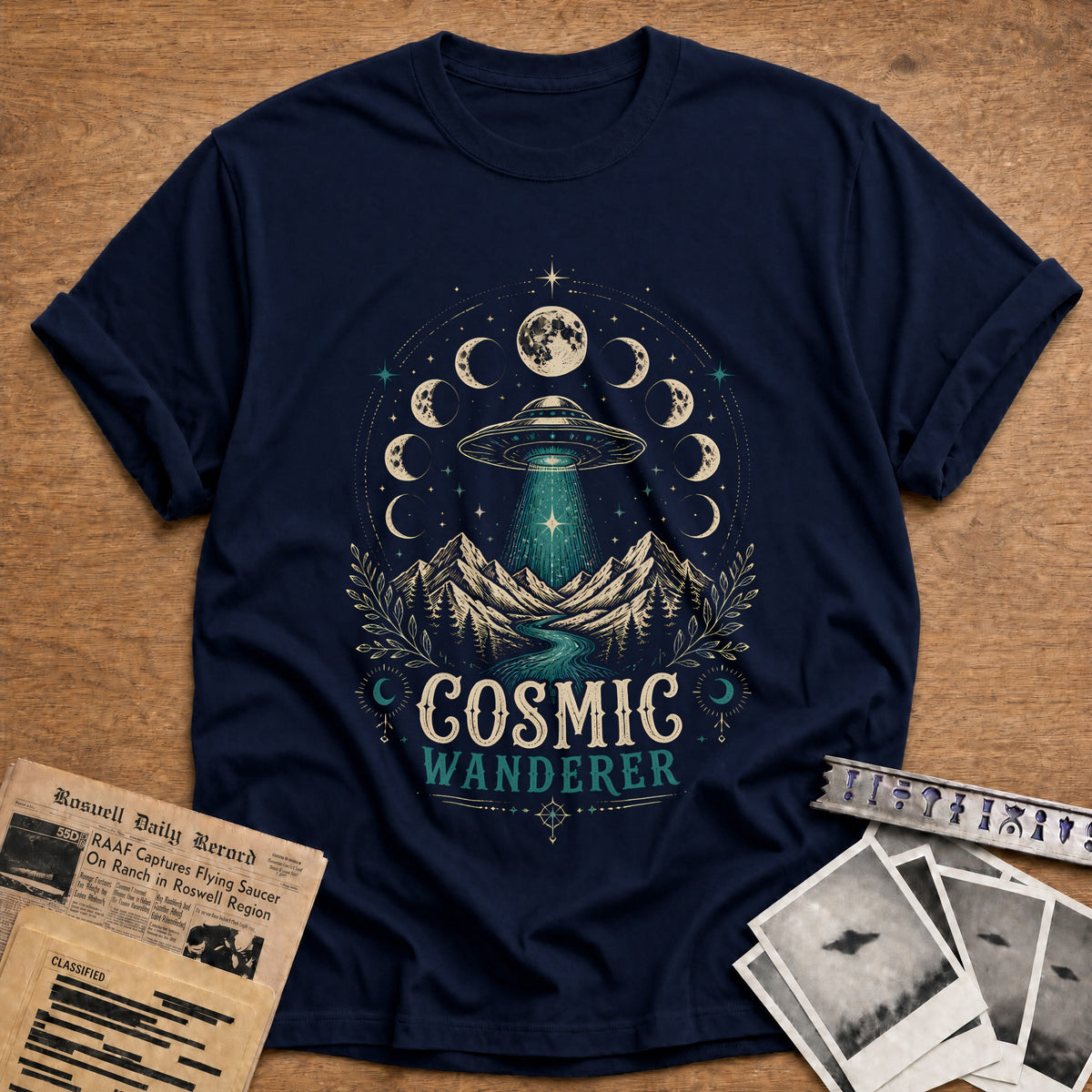 Cosmic Wanderer Boho 96 T-Shirt - Navy