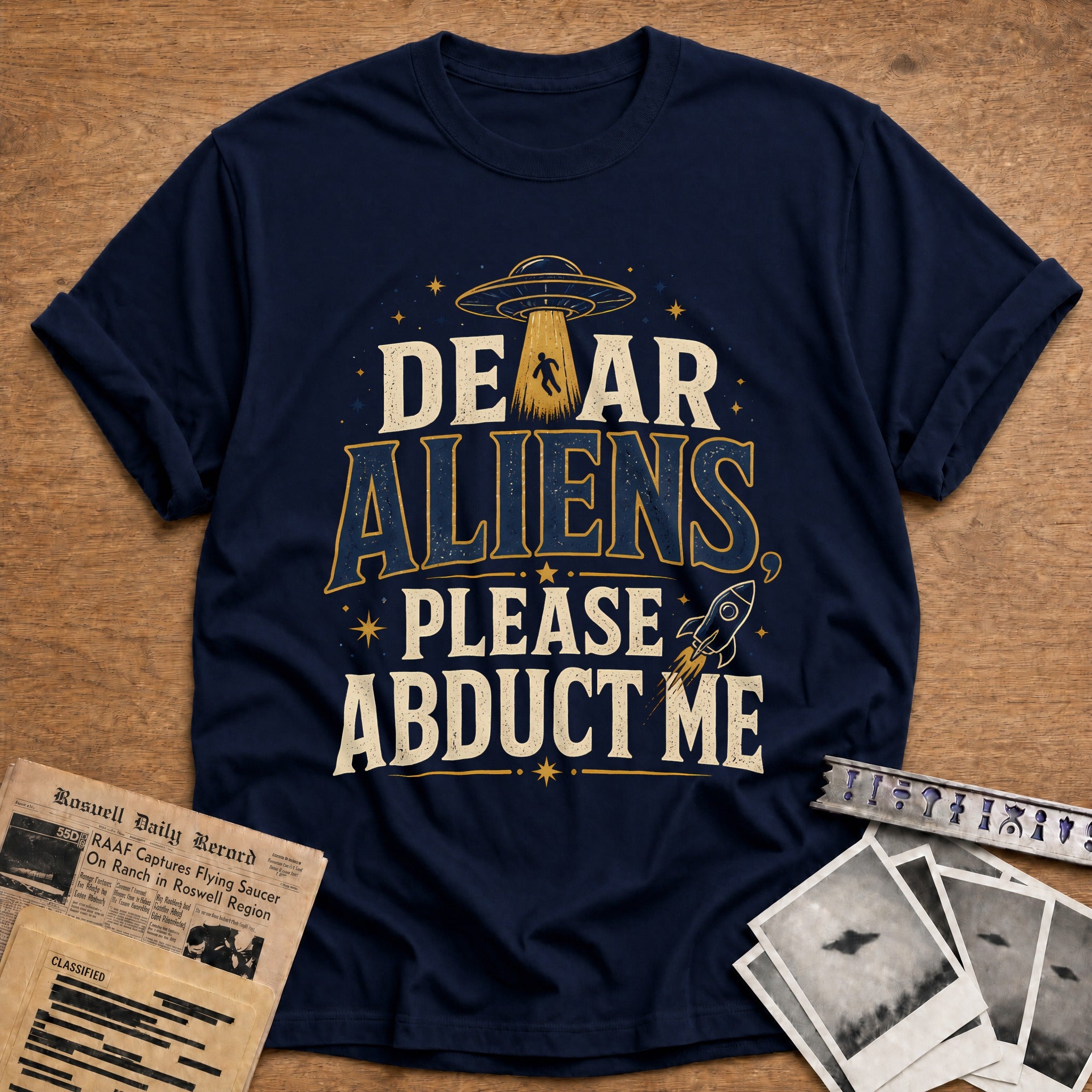 Dear Aliens Please Abduct Me 30 T-Shirt - Navy