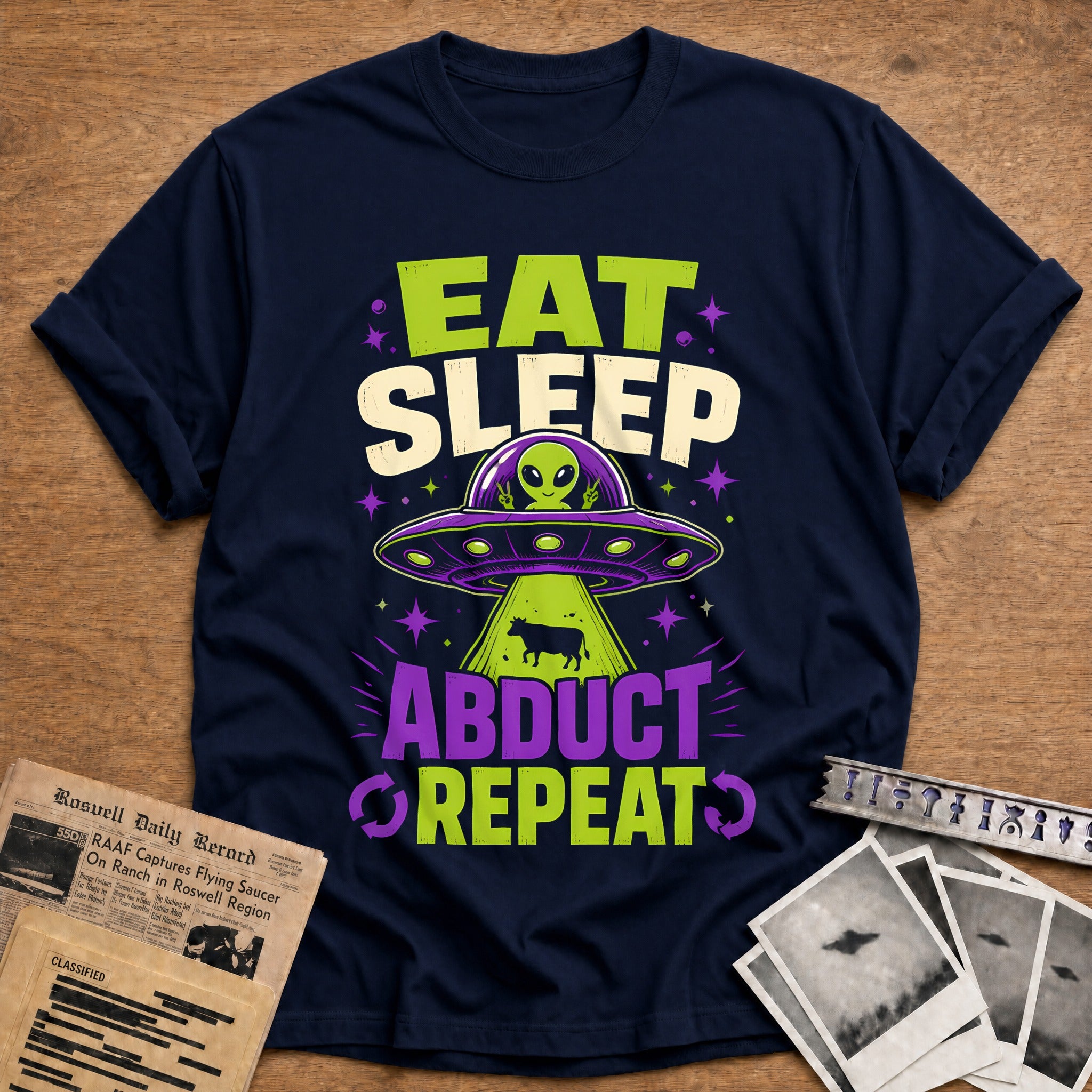 Eat Sleep Abduct Repeat 21 T-Shirt - Navy