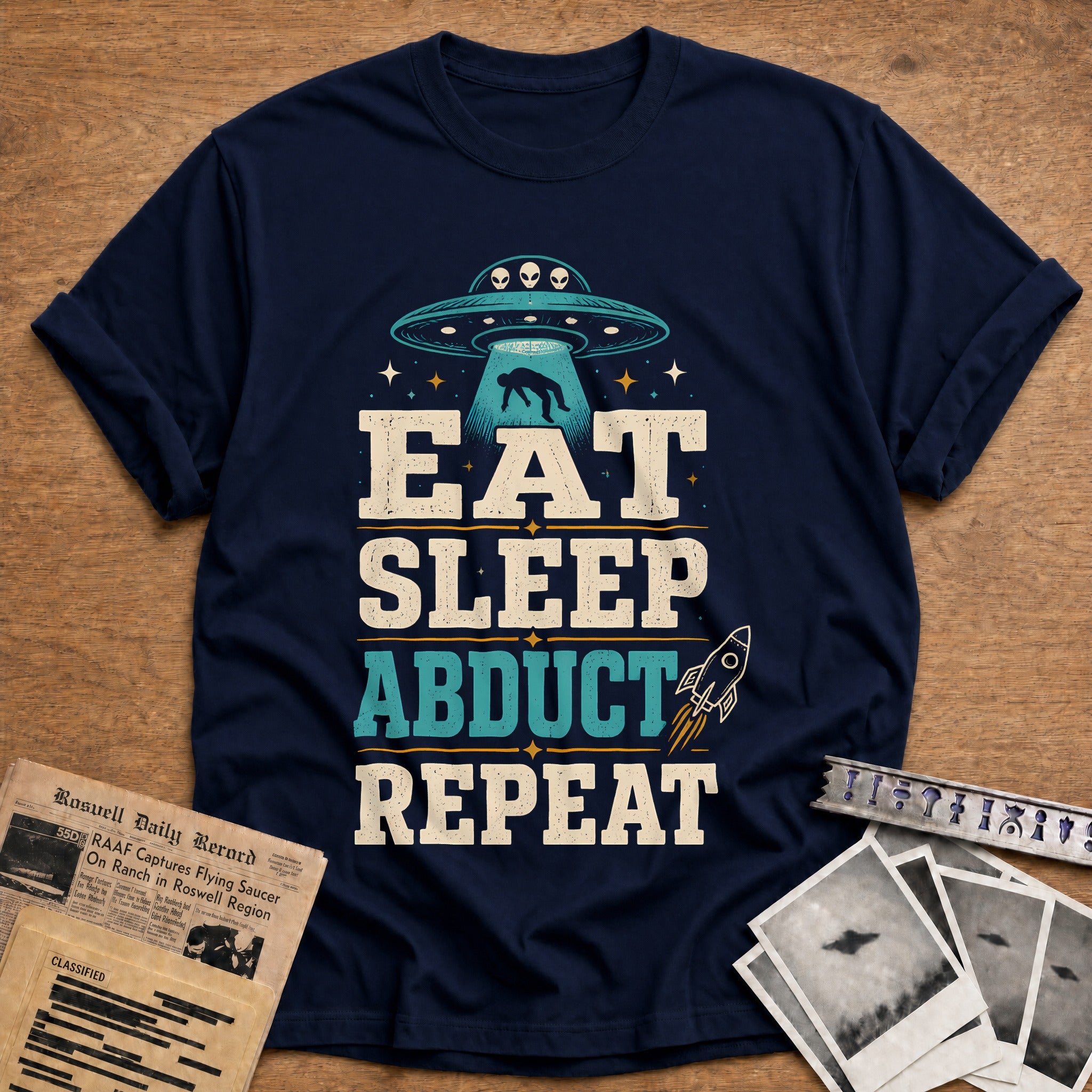 Eat Sleep Abduct Repeat 43 T-Shirt - Navy