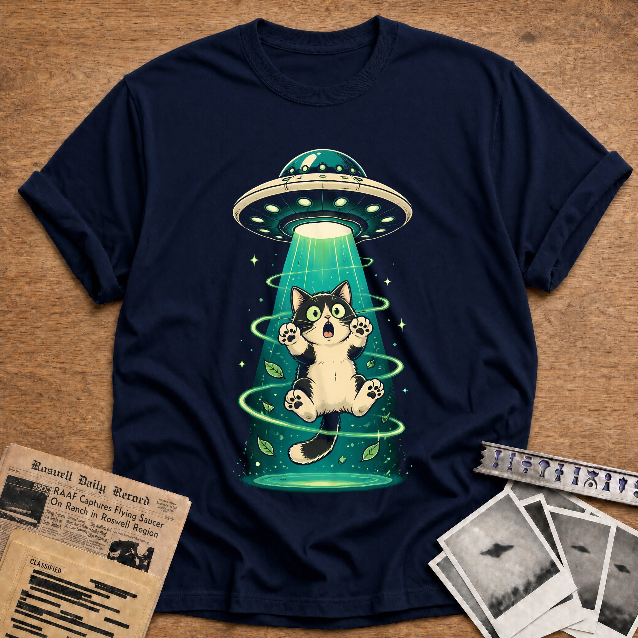 Feline Abduction T-Shirt - Navy