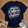 Fueled By Coffee And Conspiracies 35 T-Shirt - Navy