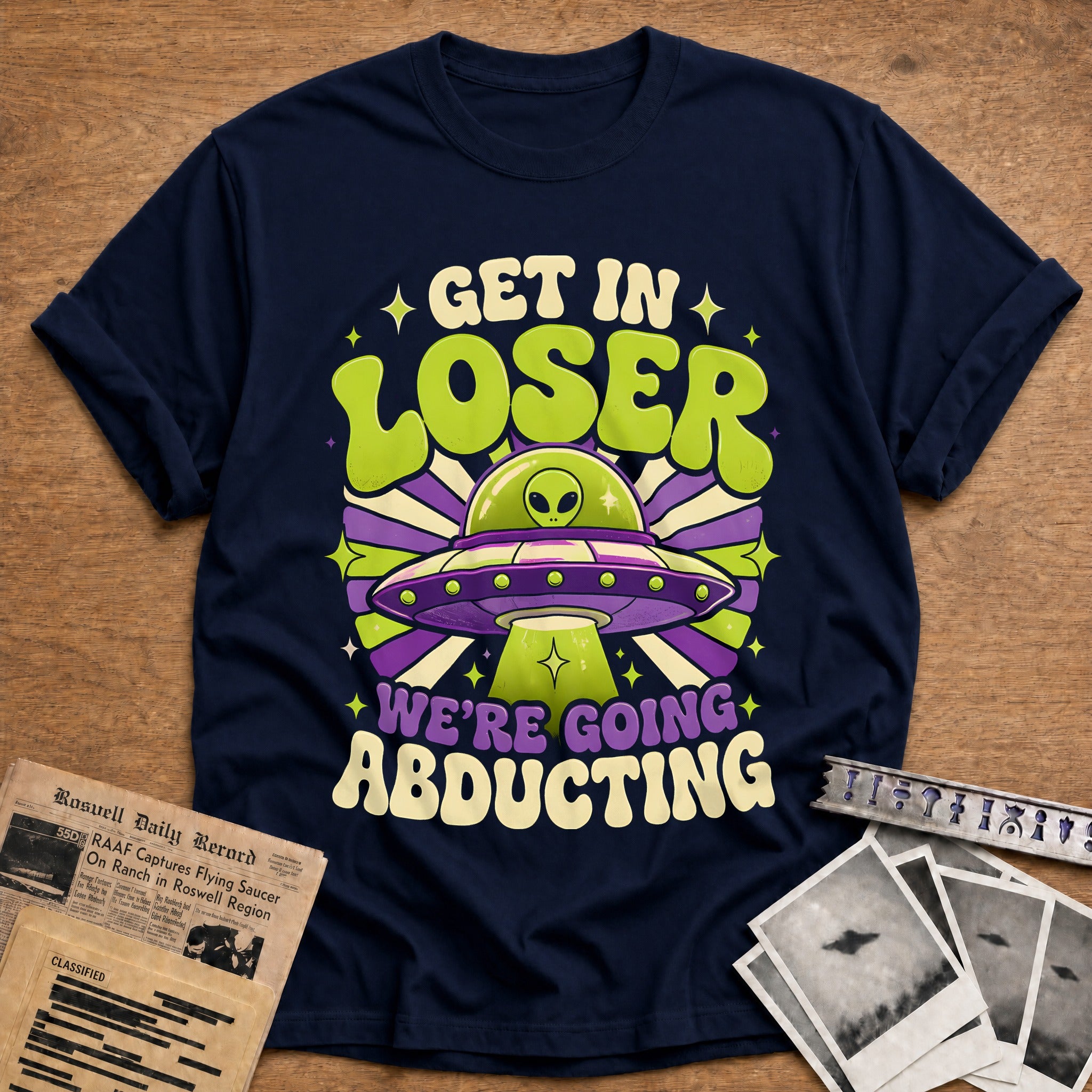 Get In Loser Abducting Groovy 11 T-Shirt - Navy