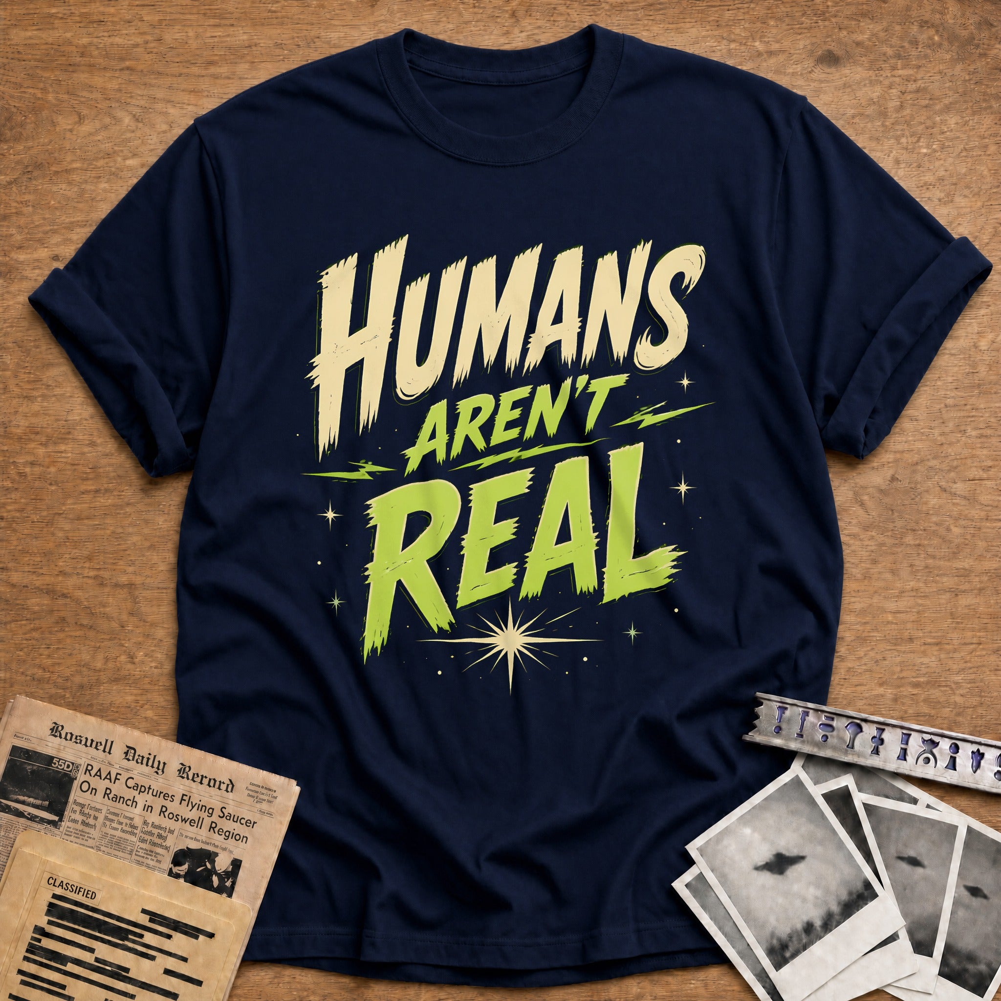 Humans Arent Real 20 T-Shirt - Navy