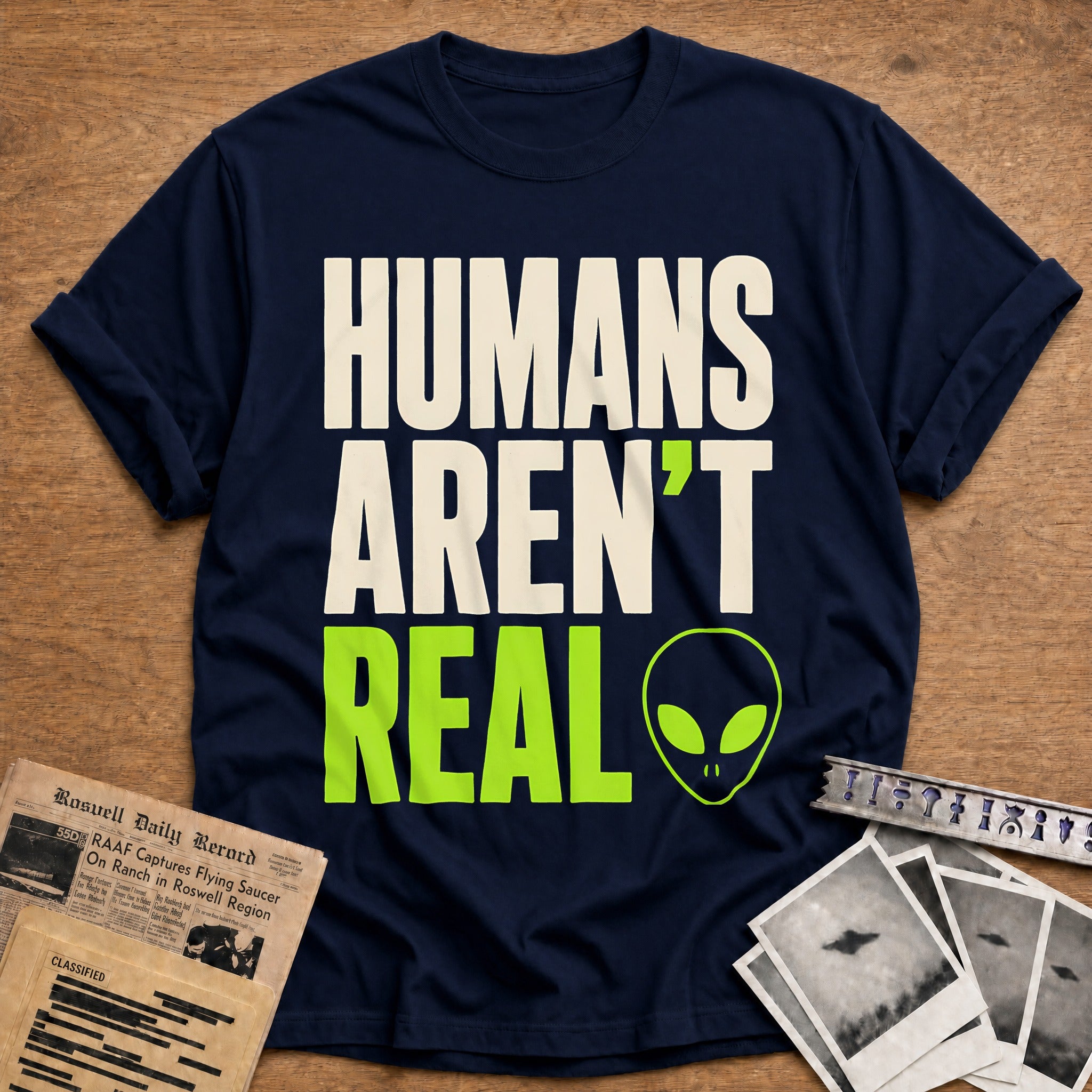 Humans Arent Real 63 T-Shirt - Navy