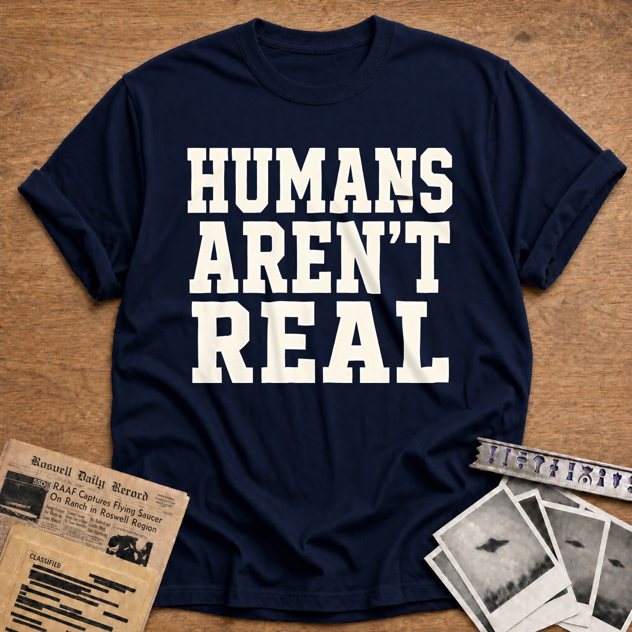 Humans Arent Real 81 T-Shirt - Navy