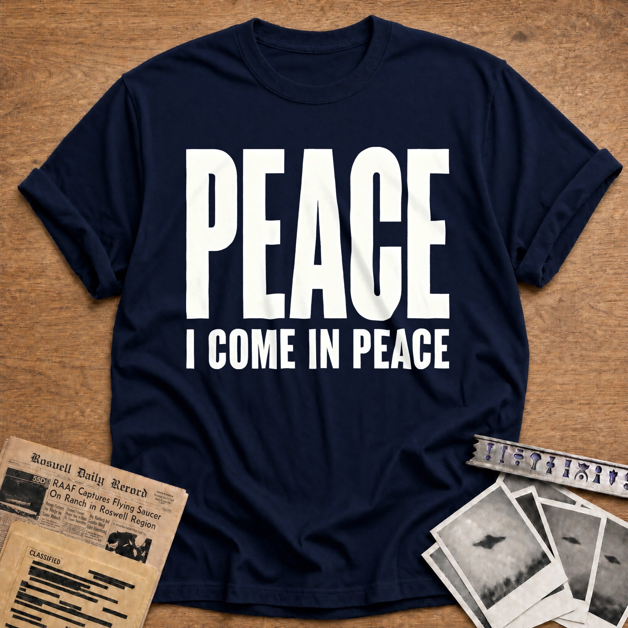 I Come In Peace 90 T-Shirt - Navy