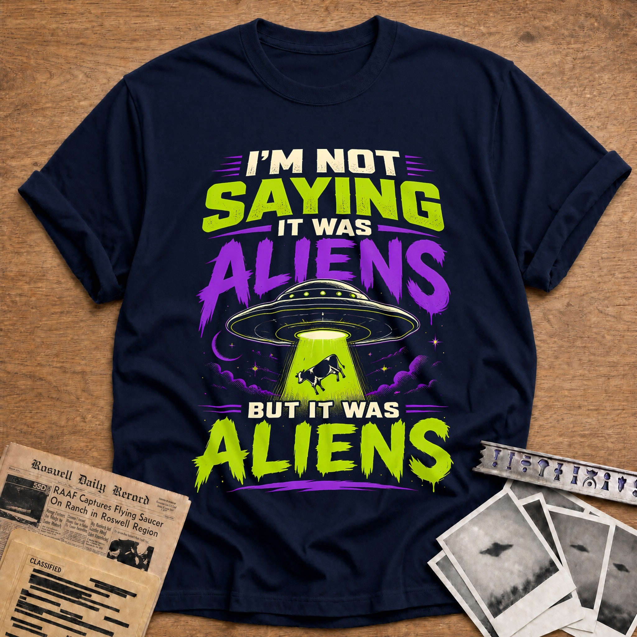 It Was Aliens (2) 69 T-Shirt - Navy