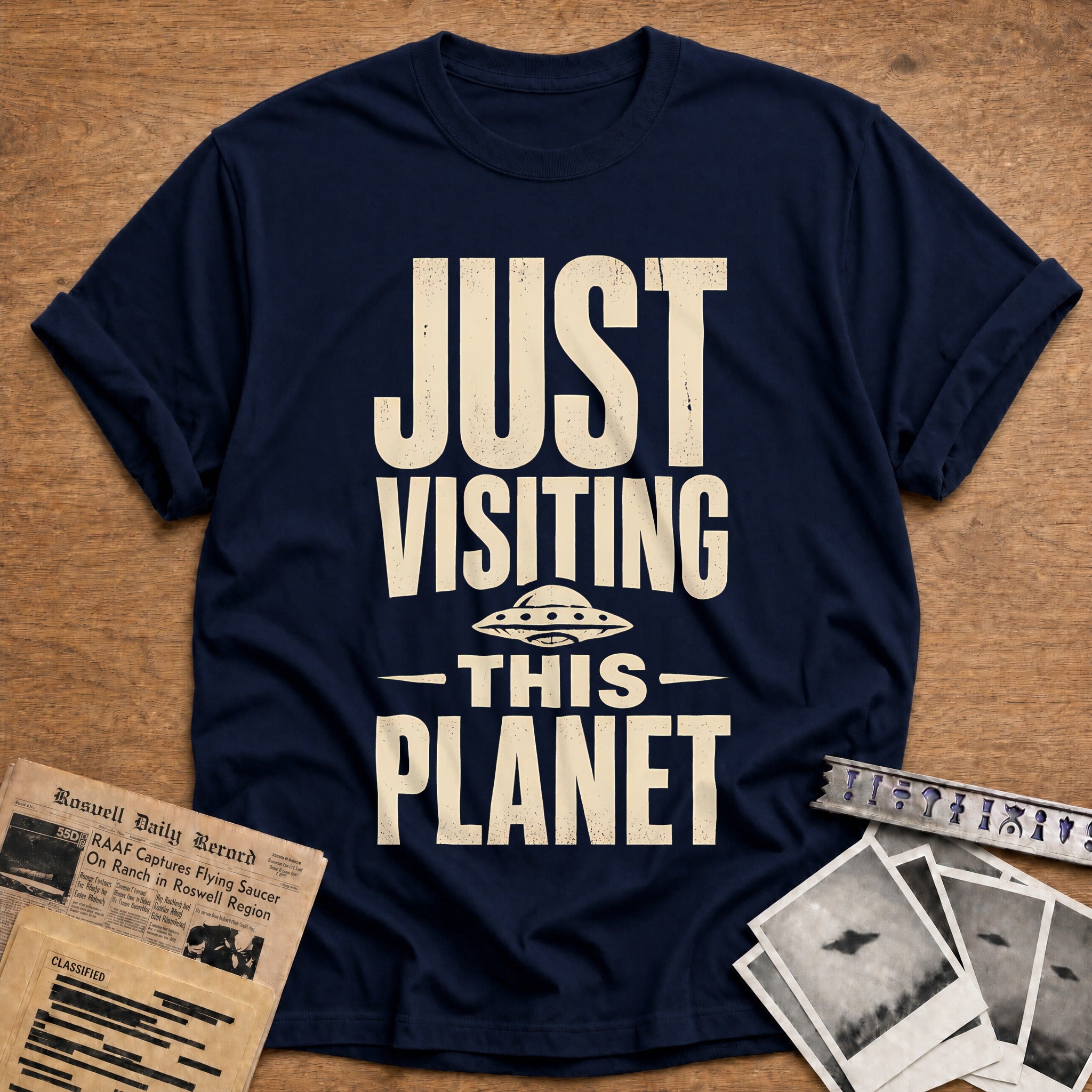 Just Visiting This Planet 56 T-Shirt - Navy