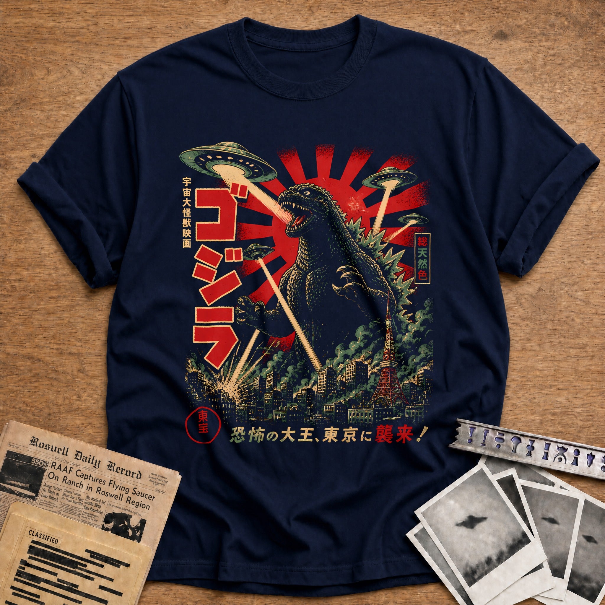 Kaiju Vs Ufo 66 T-Shirt - Navy