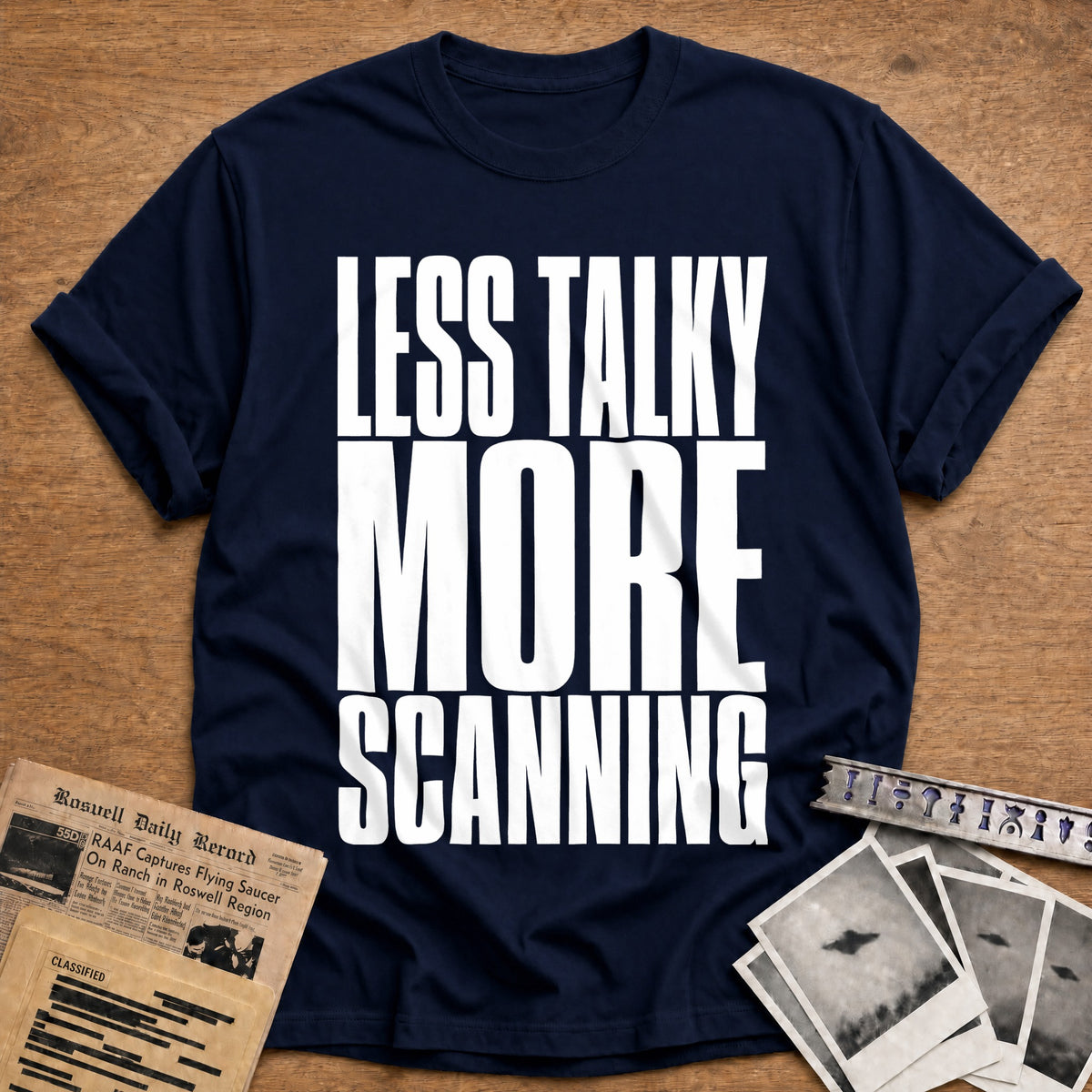 Less Talky More Scanning 83 T-Shirt - Navy