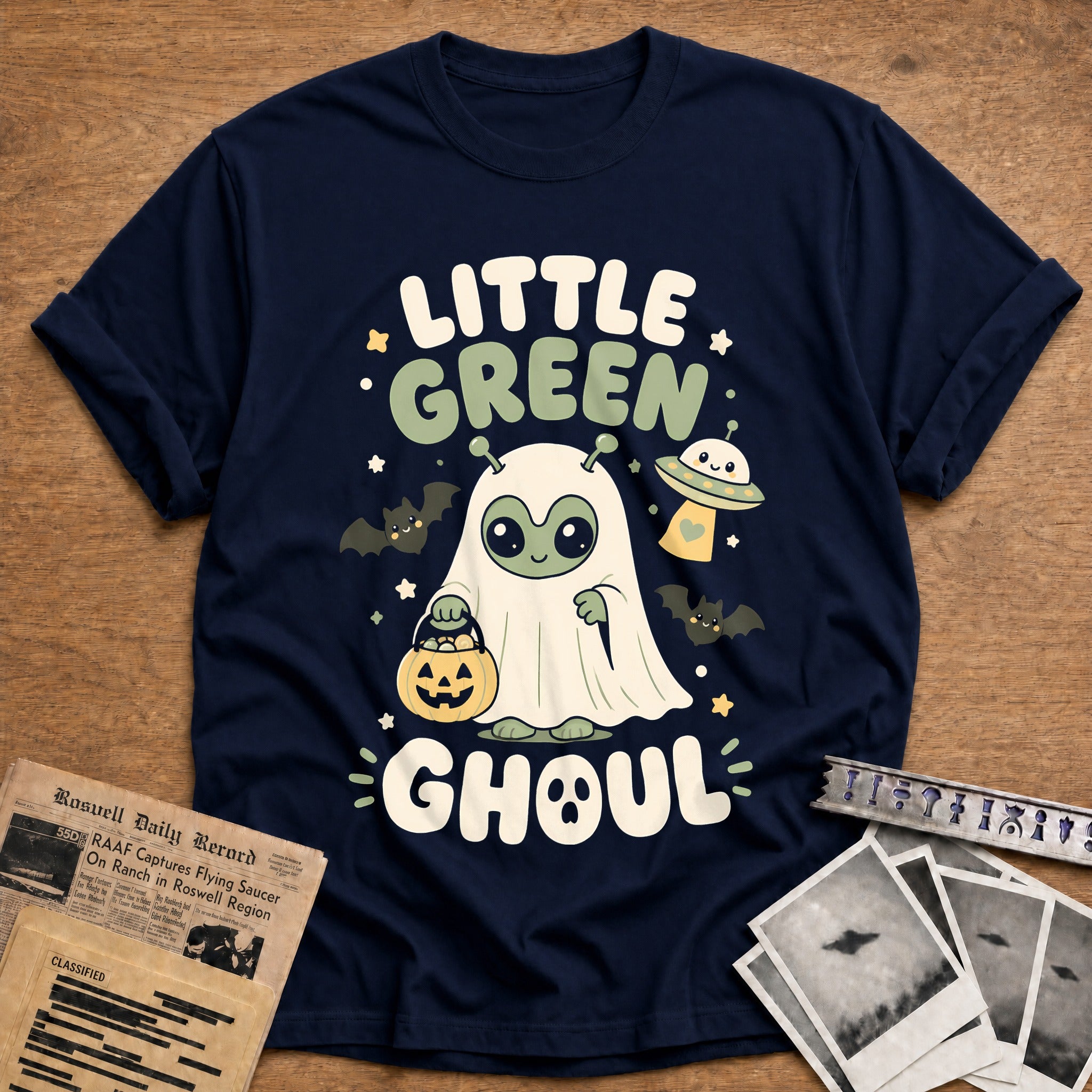 Little Green Ghoul Kawaii 25 T-Shirt - Navy