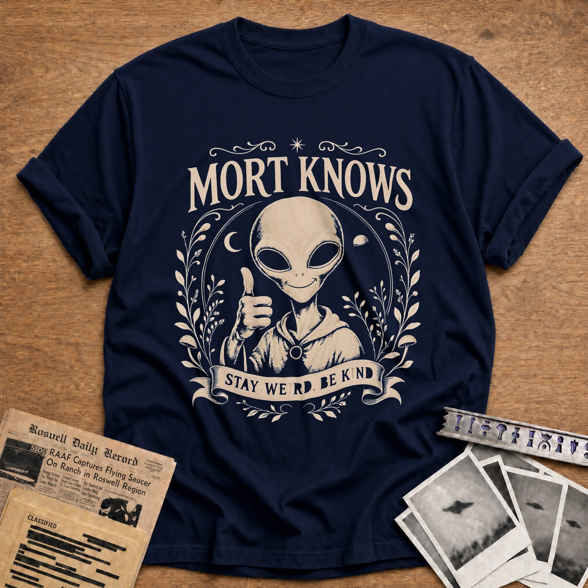 Mort Knows Stay Weird Be Kind - Navy