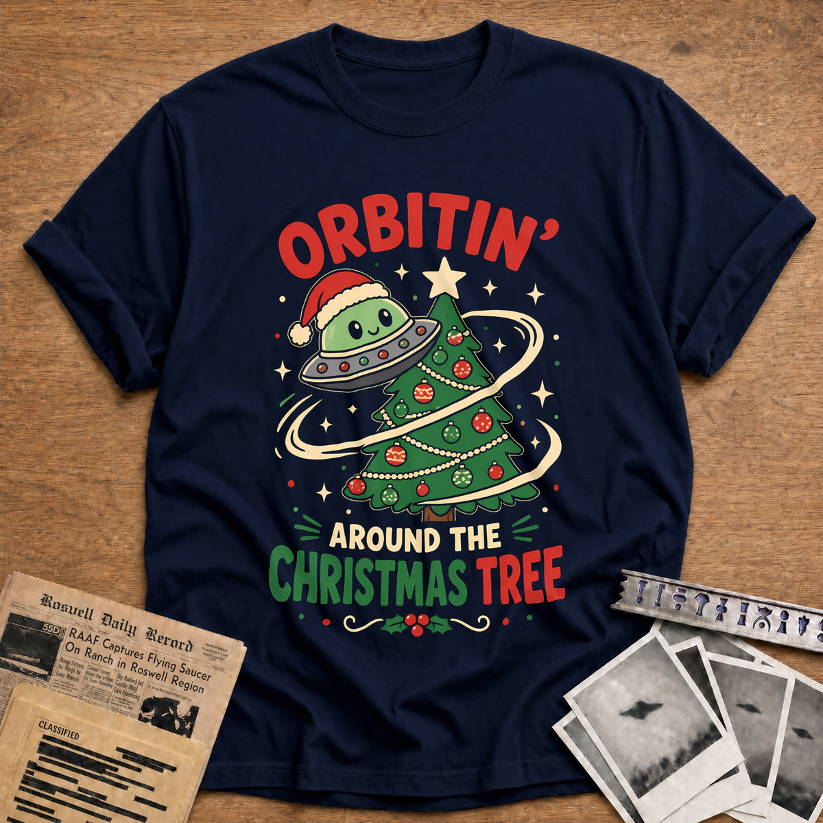 Orbitin' Around The Christmas Tree 25 T-Shirt - Navy