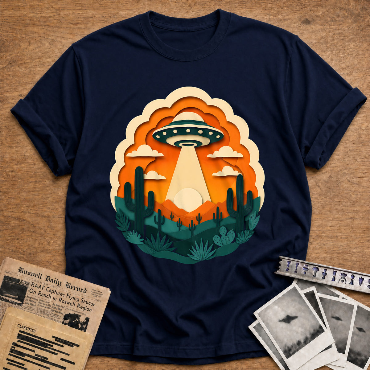 Papercut Cactus 29 T-Shirt - Navy
