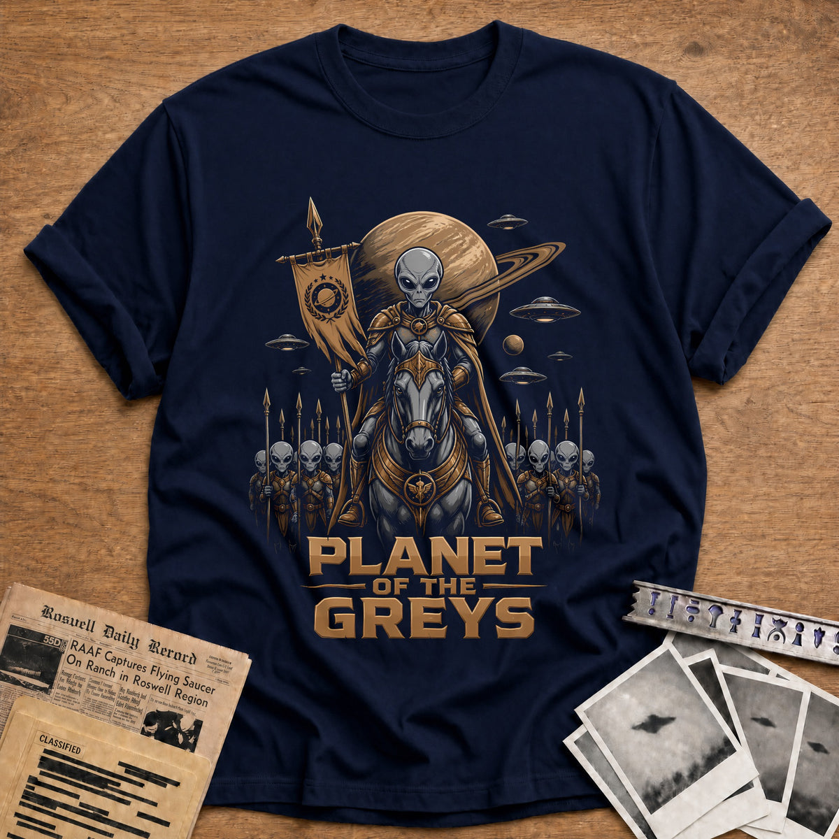 Planet Of The Greys 61 T-Shirt - Navy