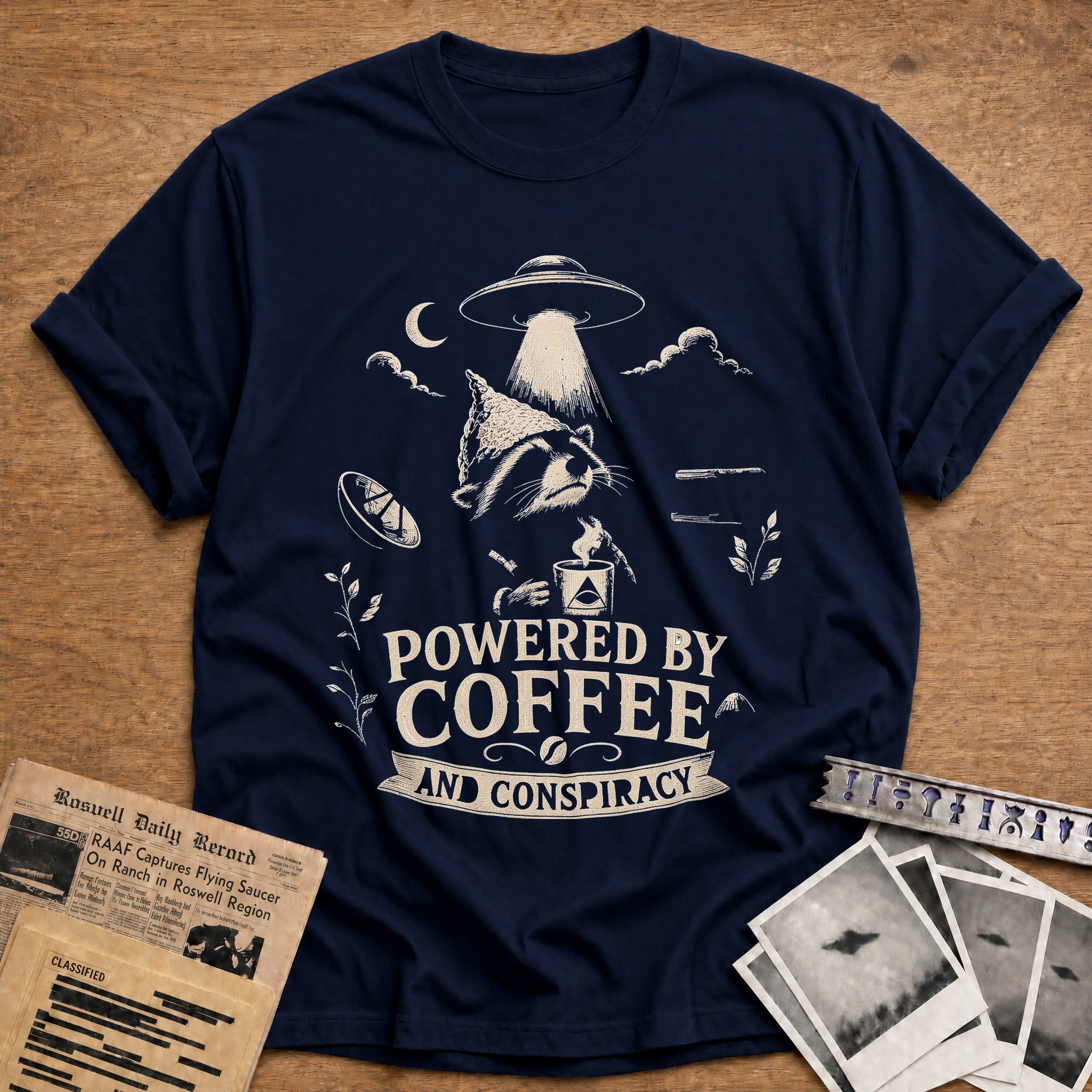 Powered By Coffee And Conspiracy - Navy