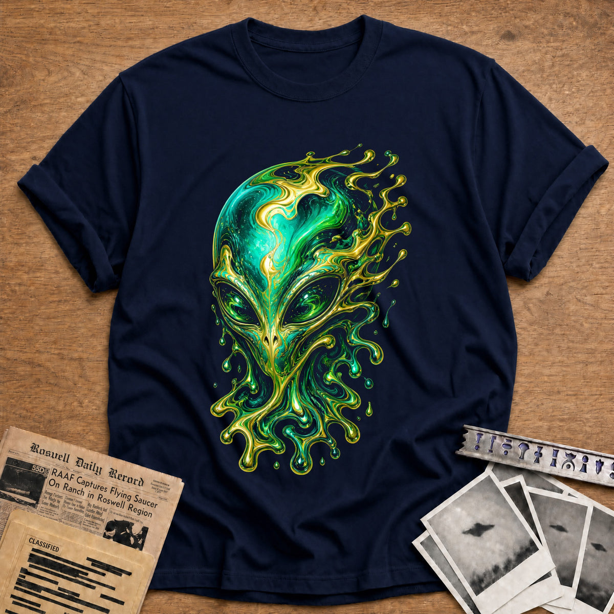 Psychedelic Alien 21 T-Shirt - Navy
