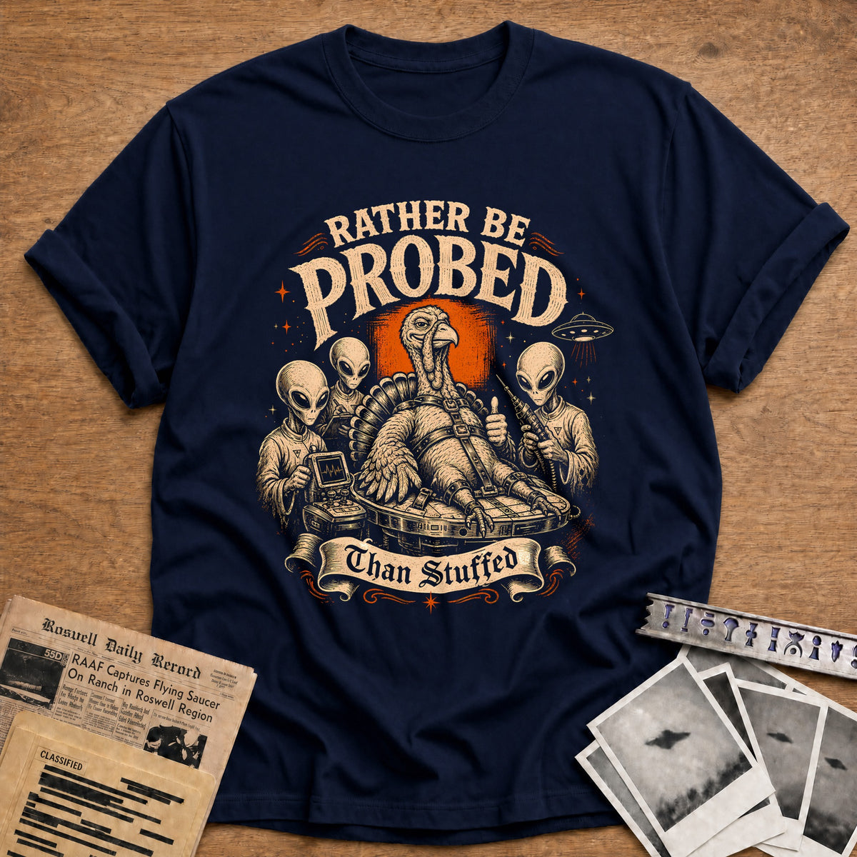 Rather Be Probed Than Stuffed 3 T-Shirt - Navy