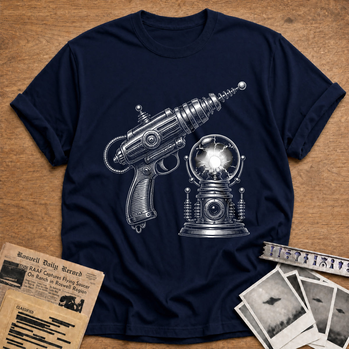 Ray Gun And Plasma Orb 79 T-Shirt - Navy