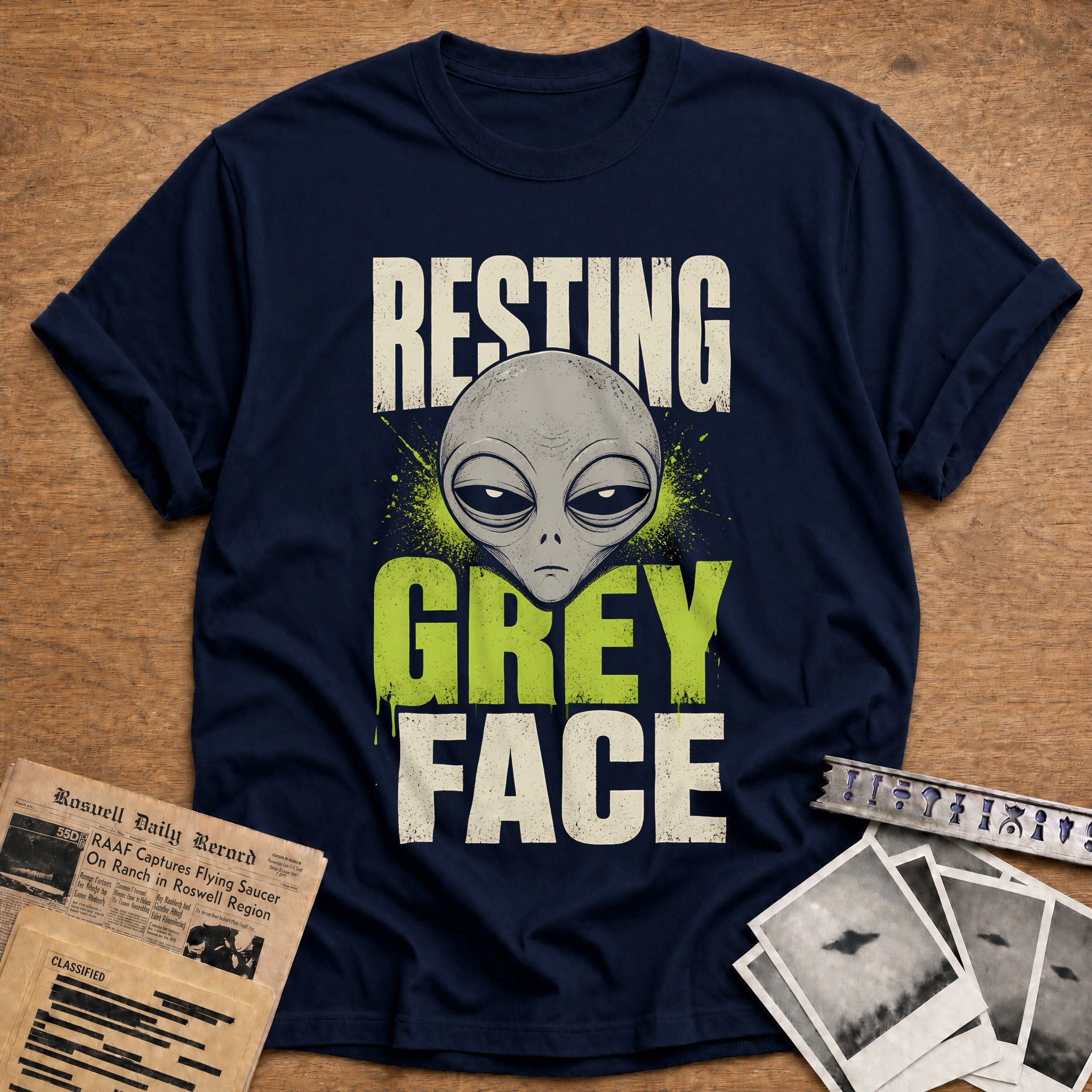 Resting Grey Face 22 T-Shirt - Navy