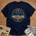 Retro Ufo Badge Teal 21 T-Shirt - Navy