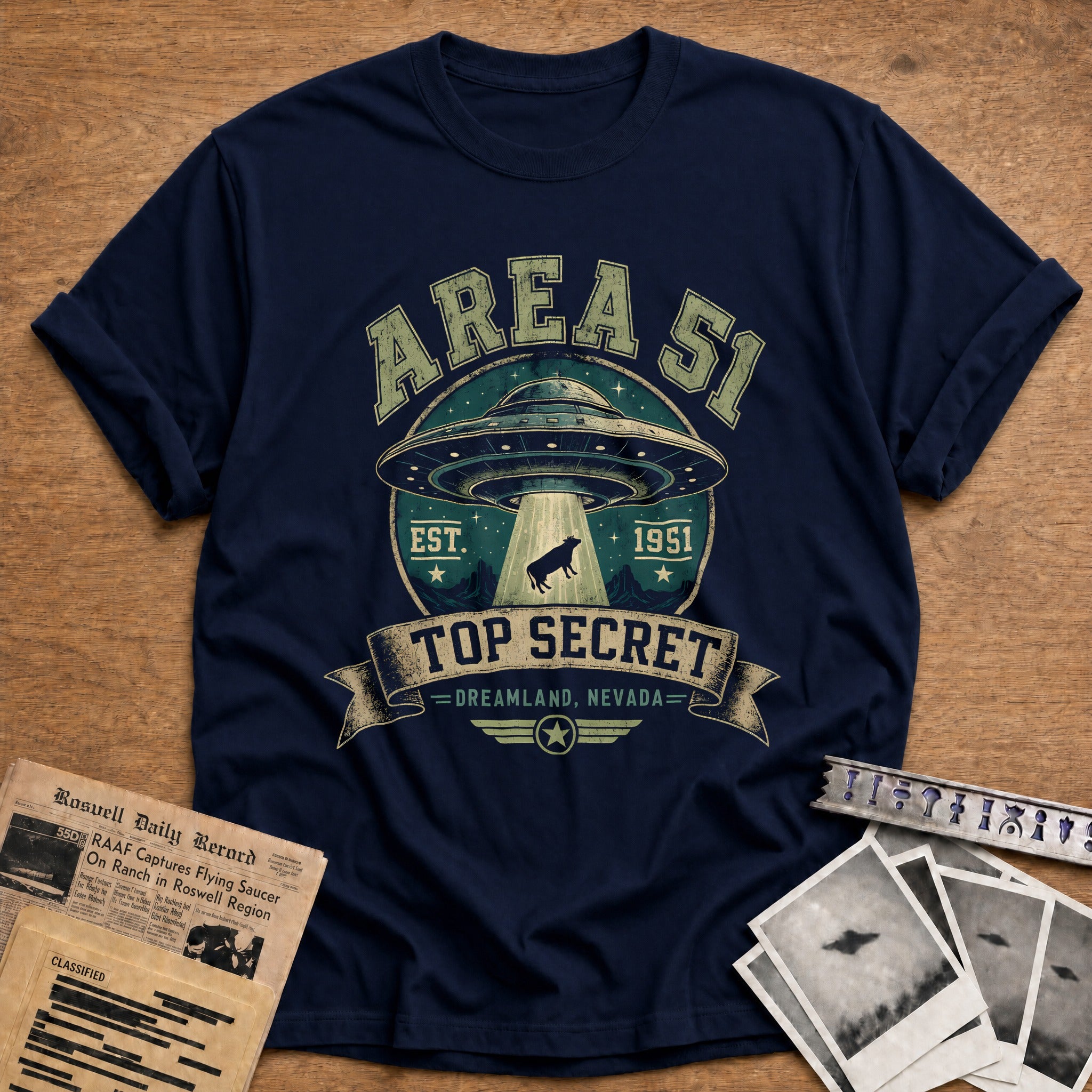 Retro Varsity Saucer 78 T-Shirt - Navy
