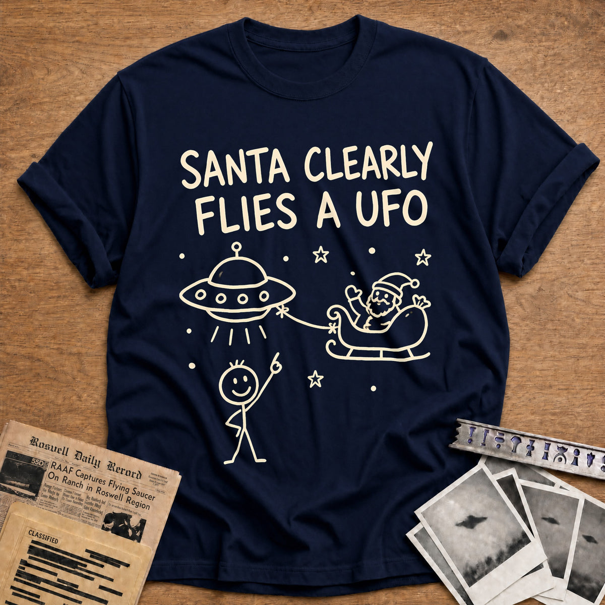 Santa Flies UFO 59 T-Shirt - Navy