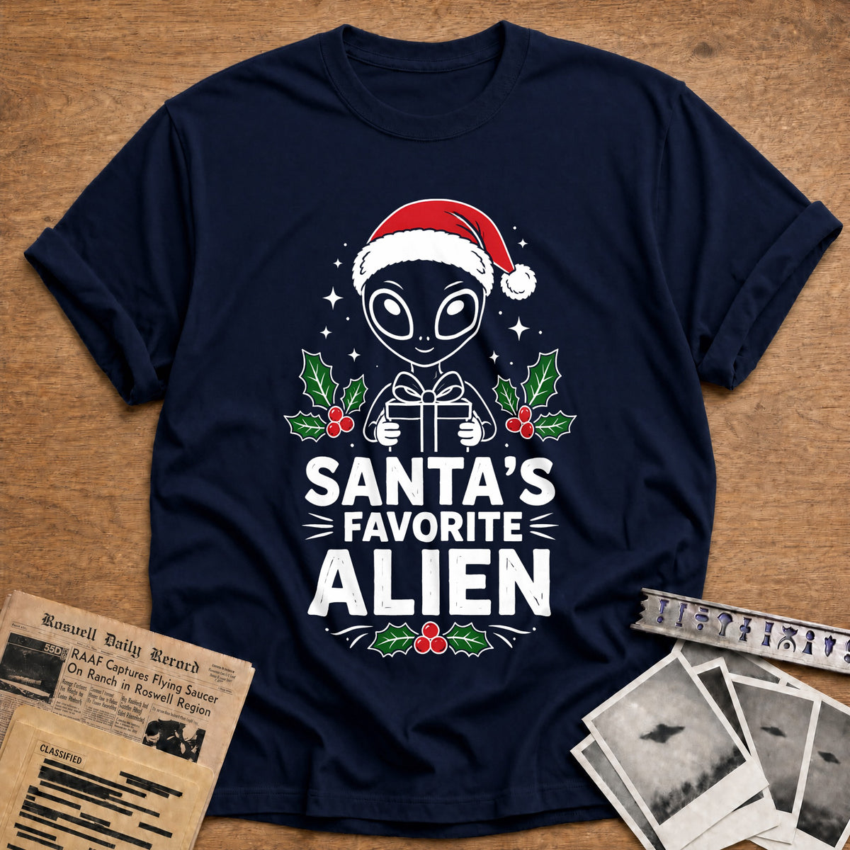 Santa's Favorite Alien 55 T-Shirt - Navy
