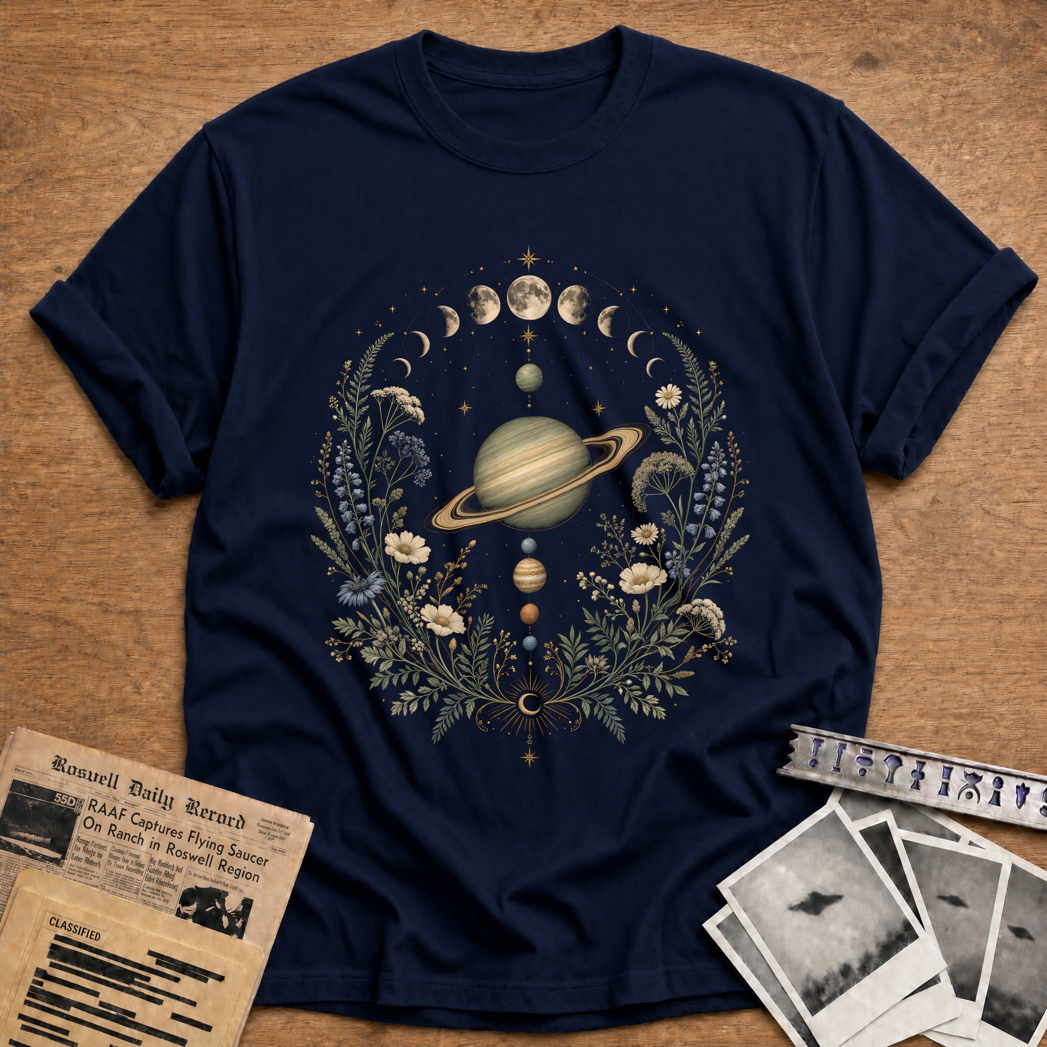 Saturn Moon Phases 23 T-Shirt - Navy