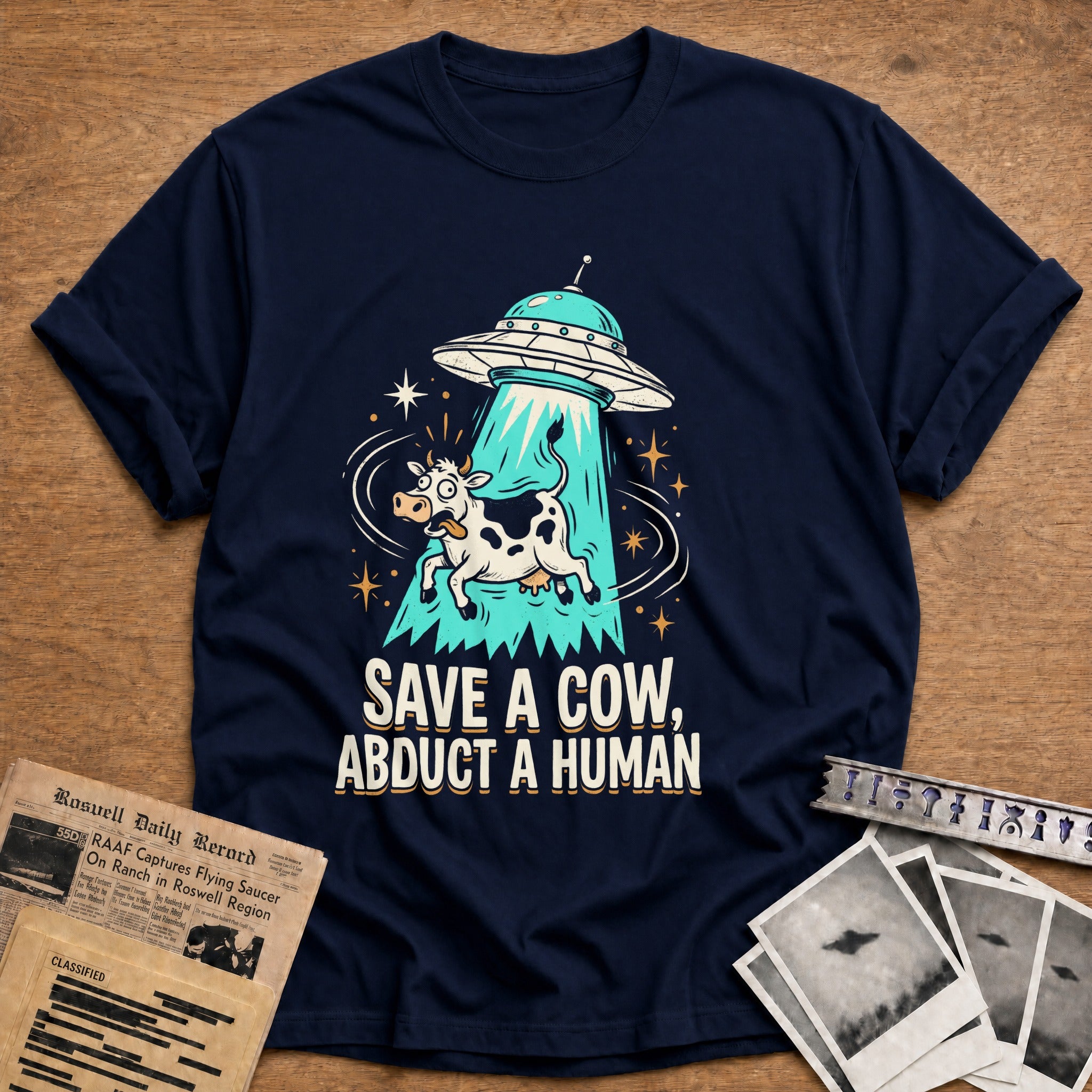 Save A Cow Abduct A Human - Navy