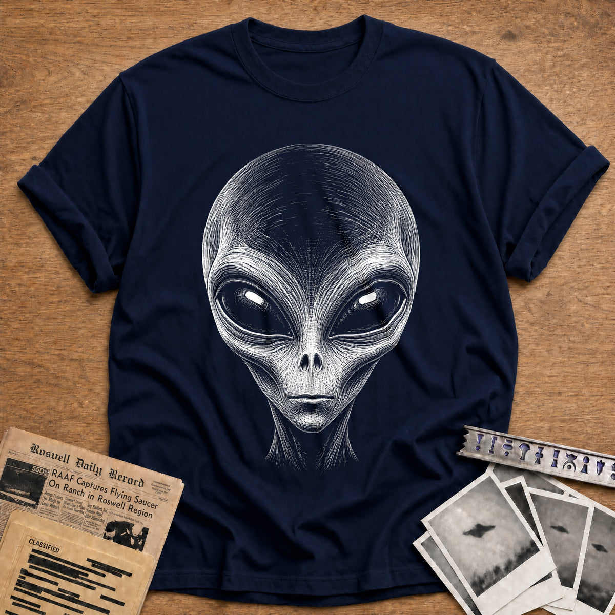 Scratchboard Grey 70 T-Shirt - Navy