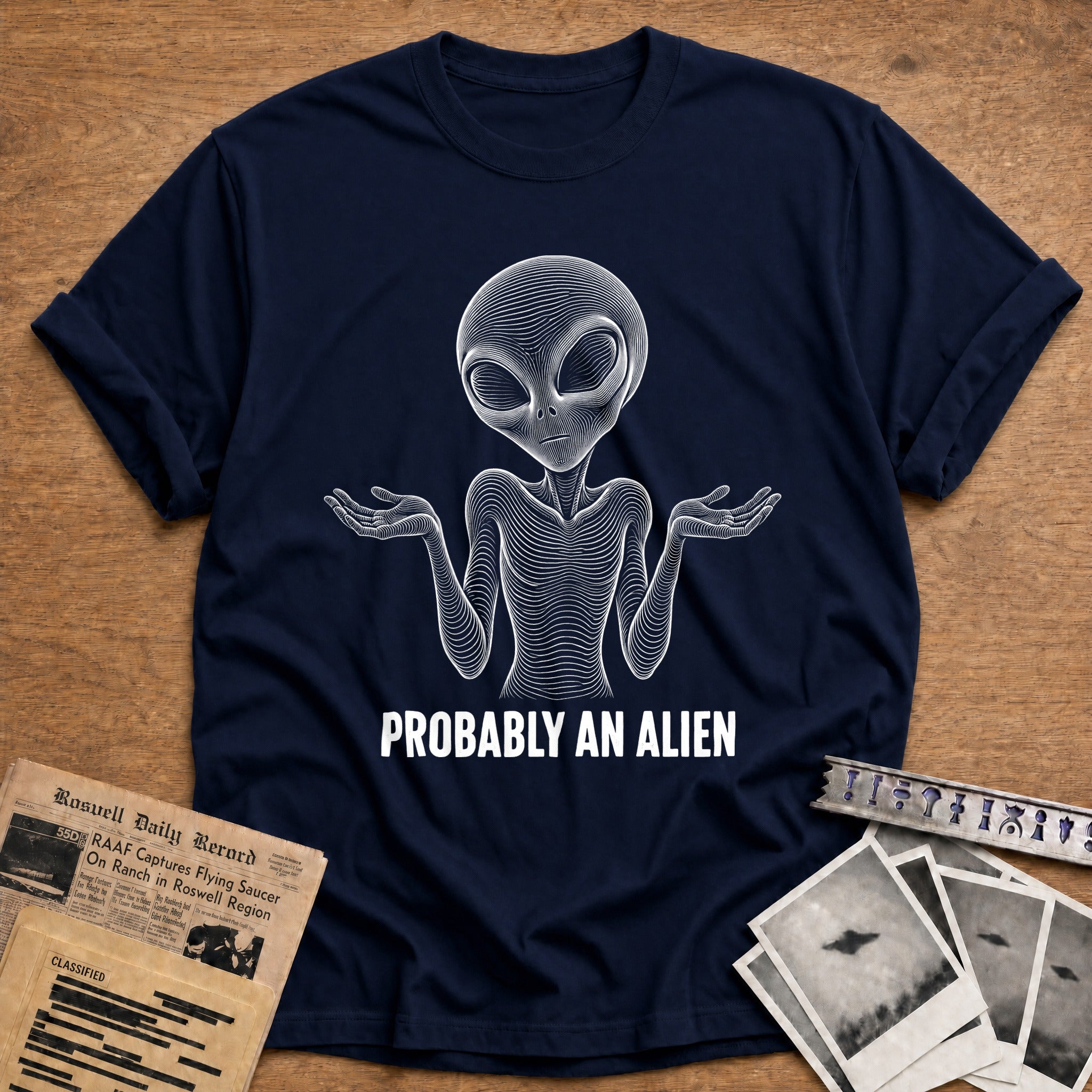 Shrug Gesture T-Shirt - Navy