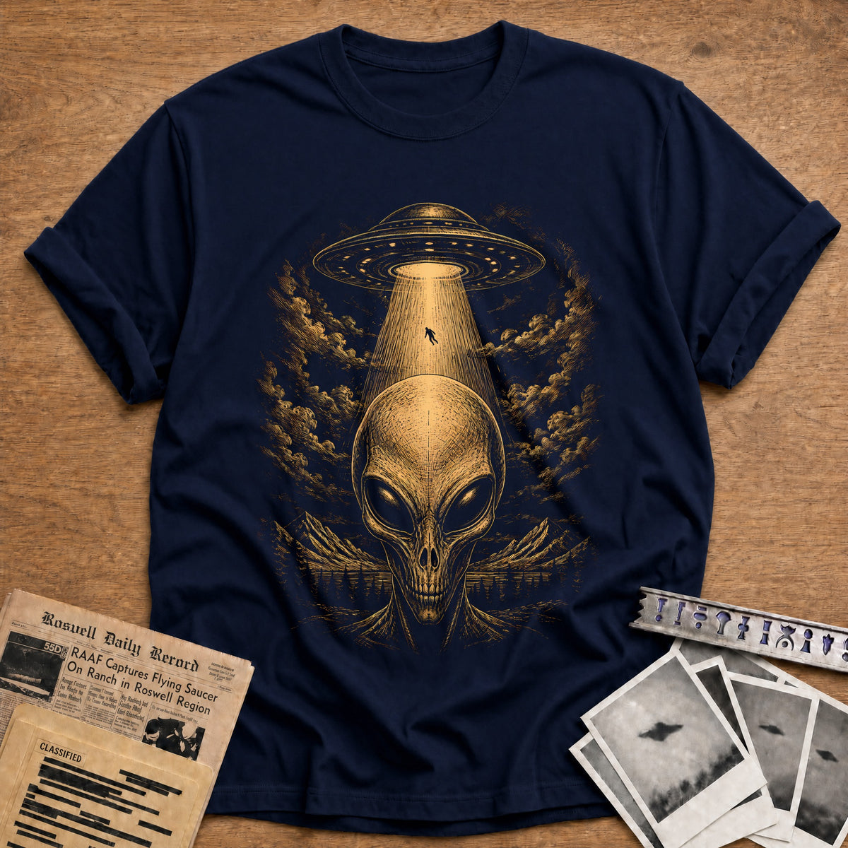 Skull Abduction Beam 79 T-Shirt - Navy