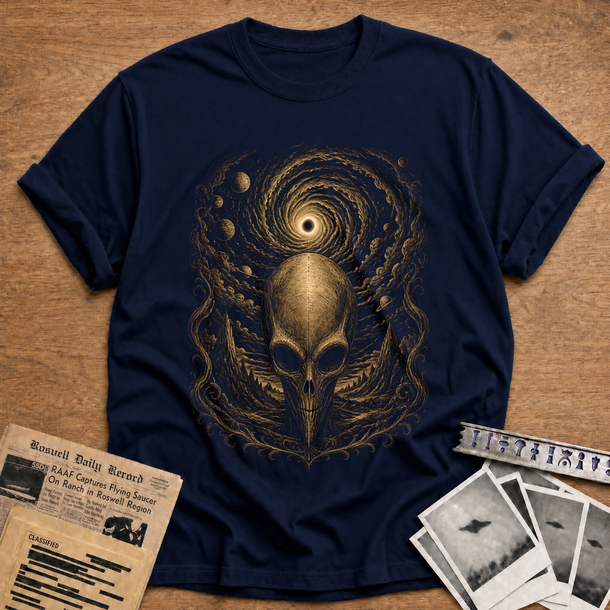 Skull Wormhole 23 T-Shirt - Navy