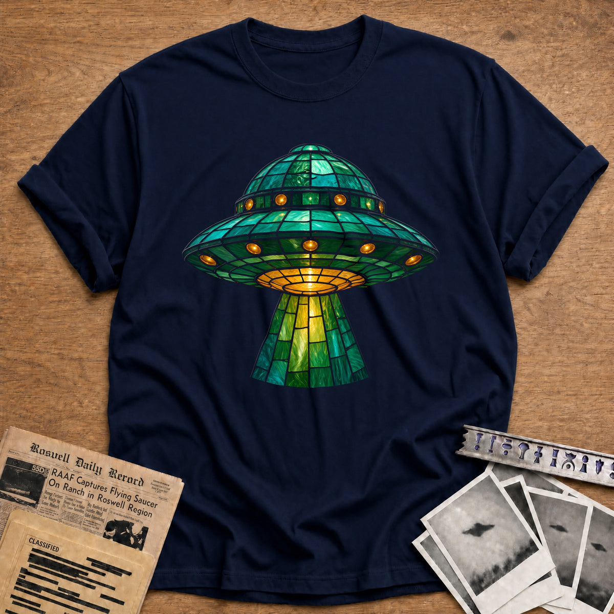 Stained Glass UFO 23 T-Shirt - Navy