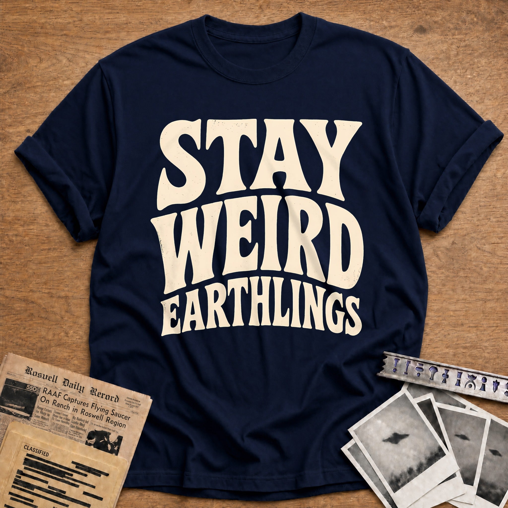 Stay Weird Earthlings 18 T-Shirt - Navy