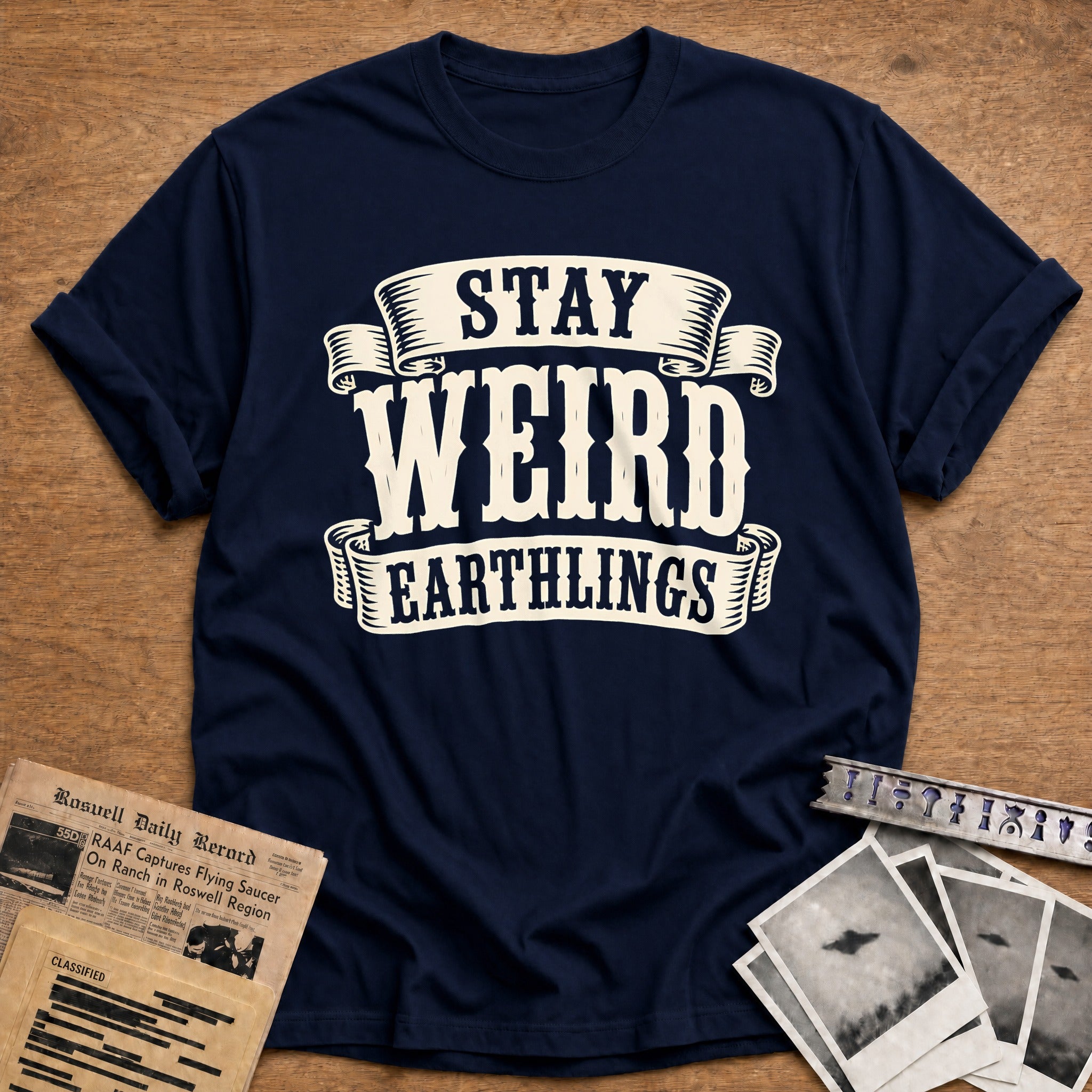 Stay Weird Earthlings 27 T-Shirt - Navy