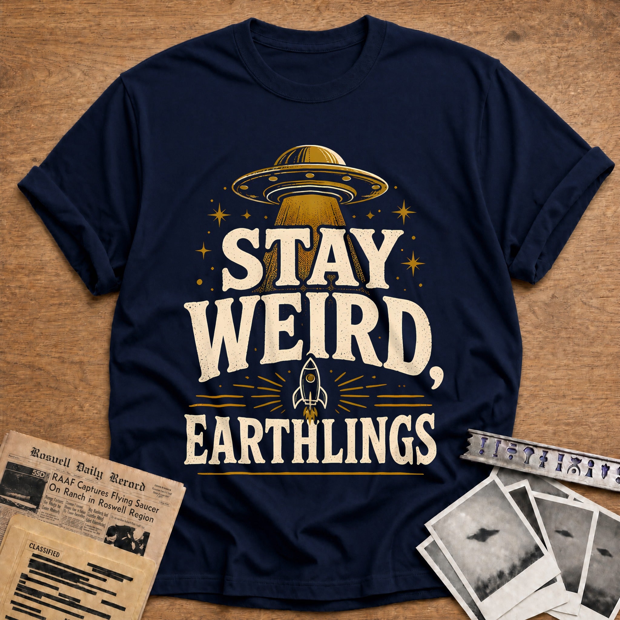 Stay Weird Earthlings 43 T-Shirt - Navy