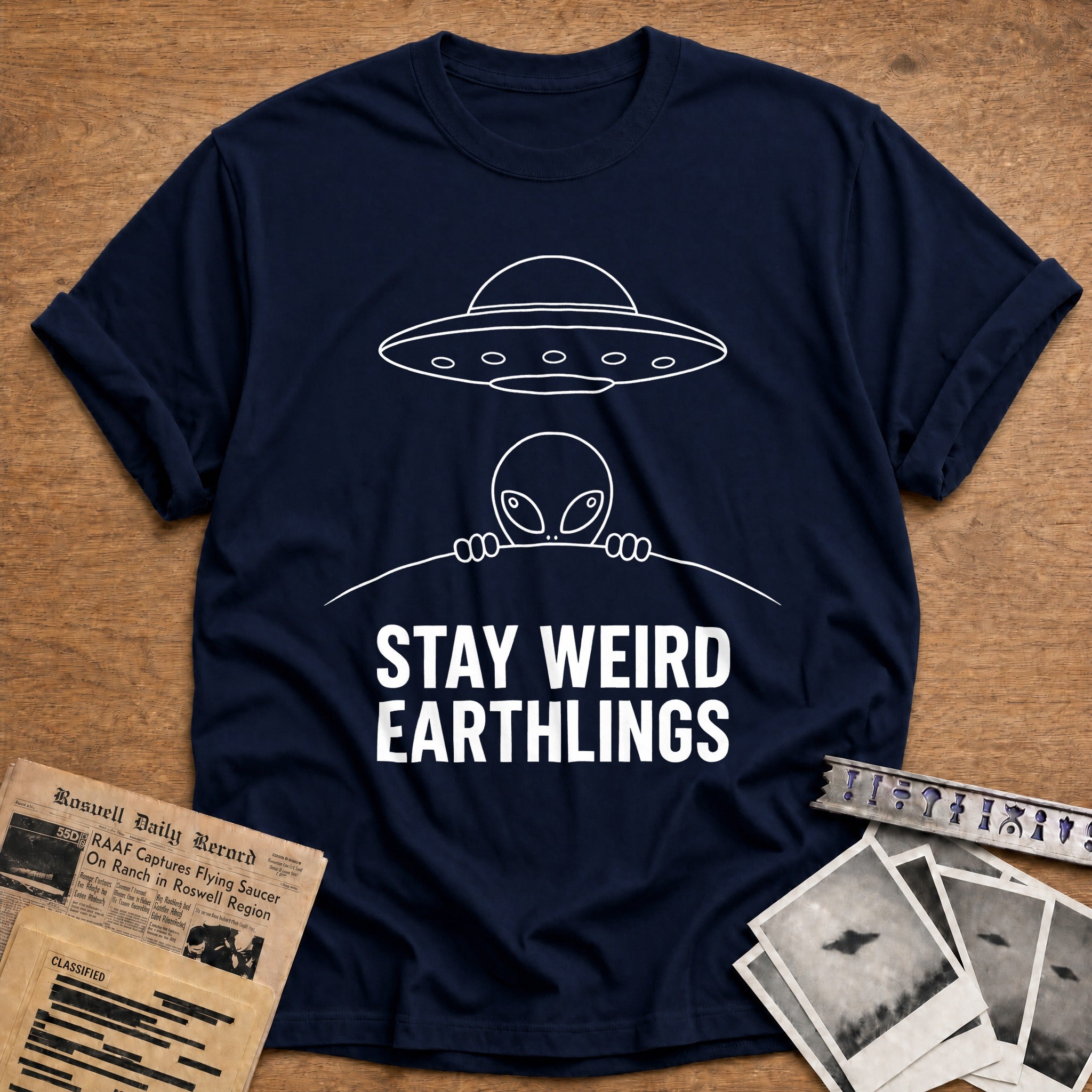 Stay Weird Earthlings 76 T-Shirt - Navy