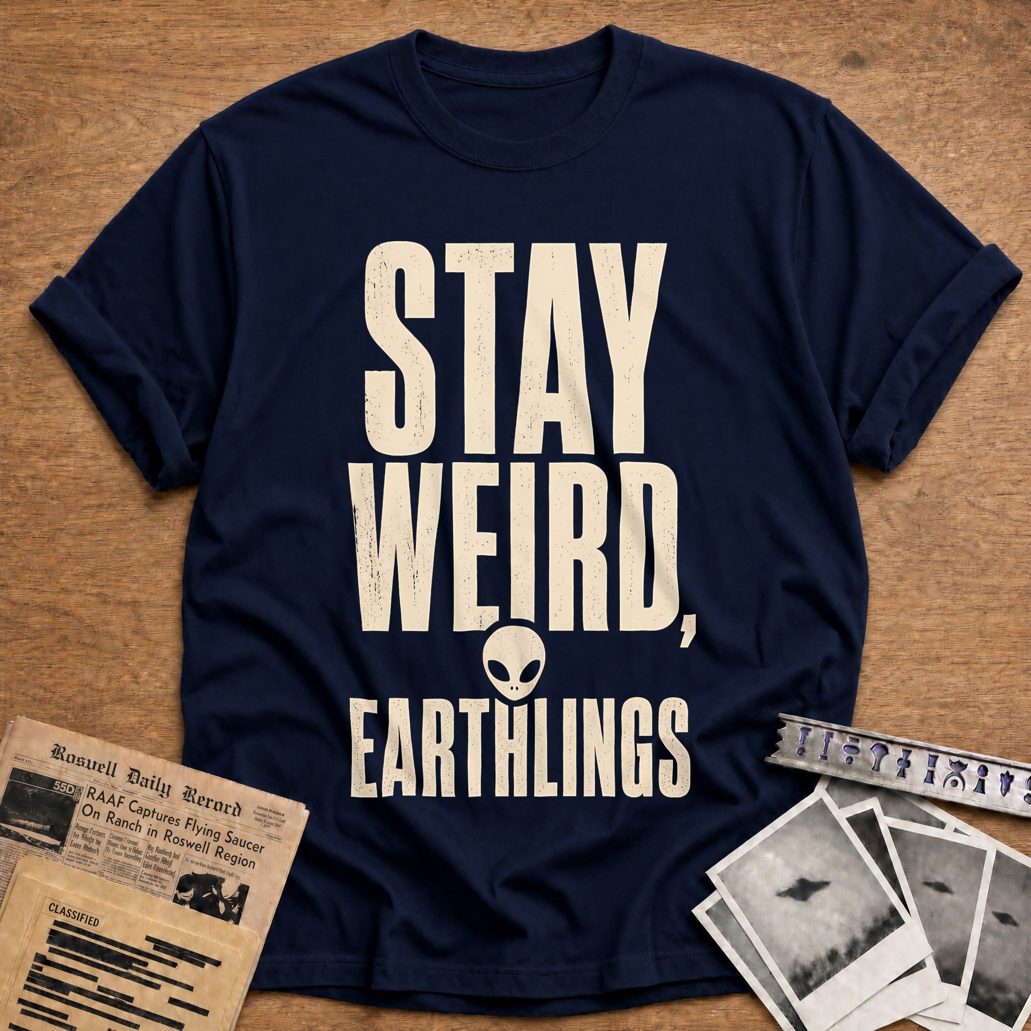 Stay Weird Earthlings 80 T-Shirt - Navy