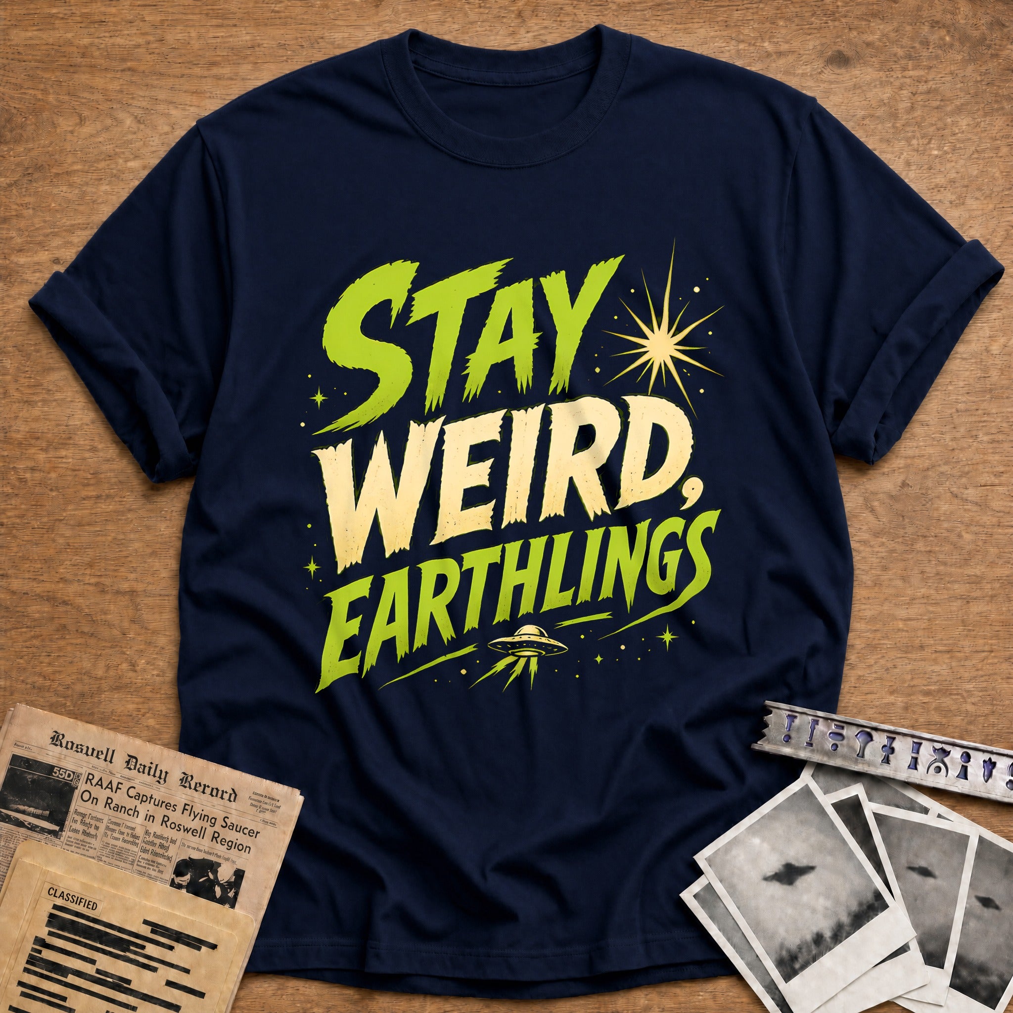 Stay Weird Earthlings 83 T-Shirt - Navy