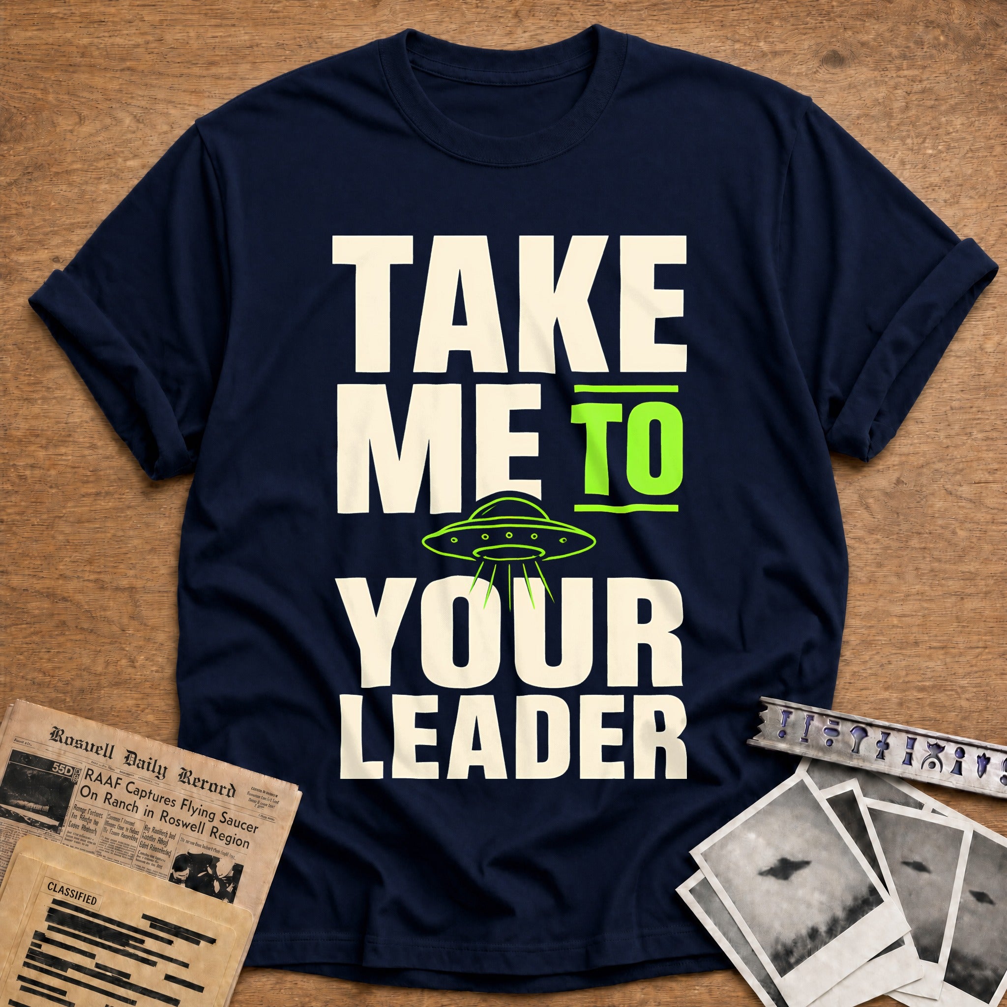 Take Me To Your Leader 77 T-Shirt - Navy