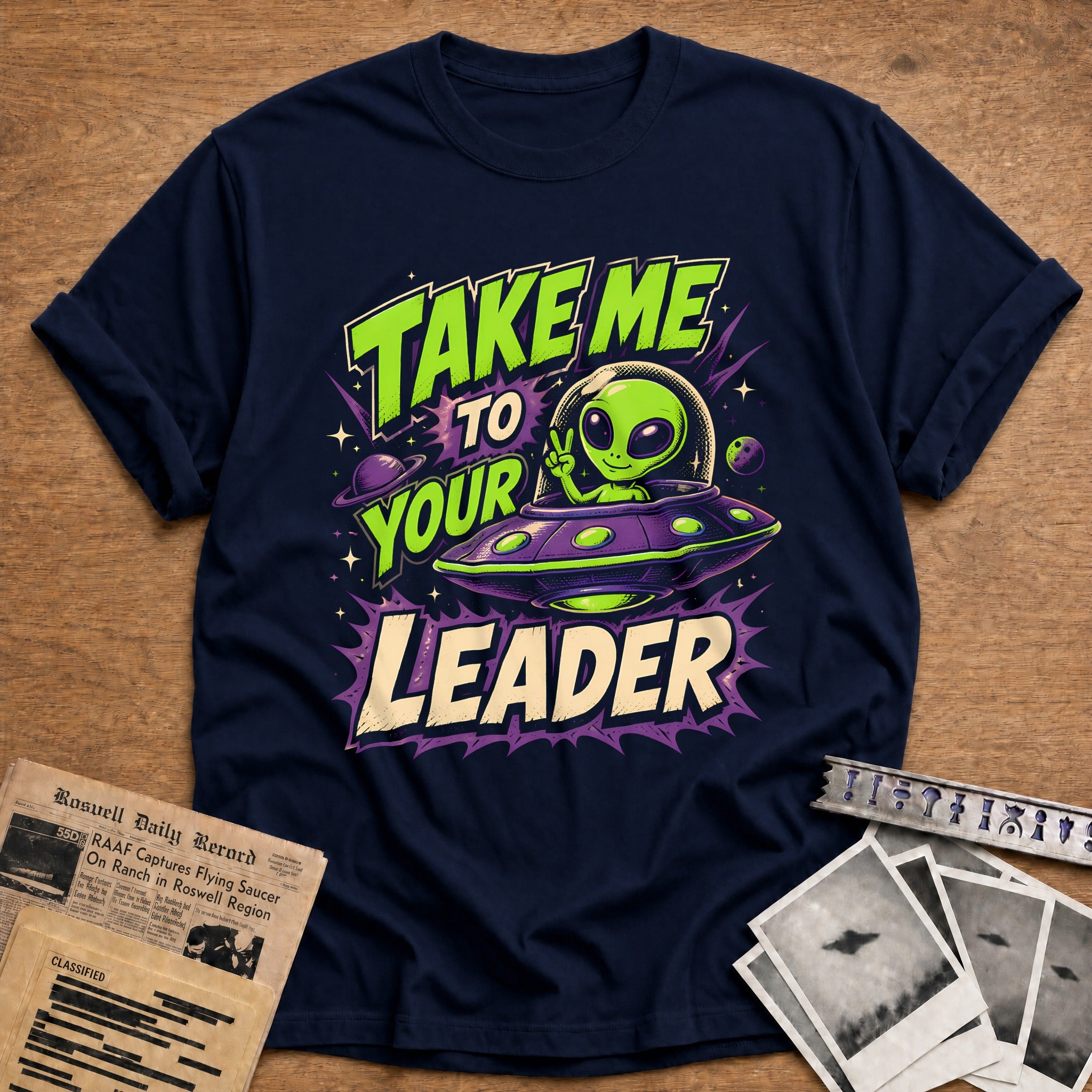 Take Me To Your Leader (2) 25 T-Shirt - Navy